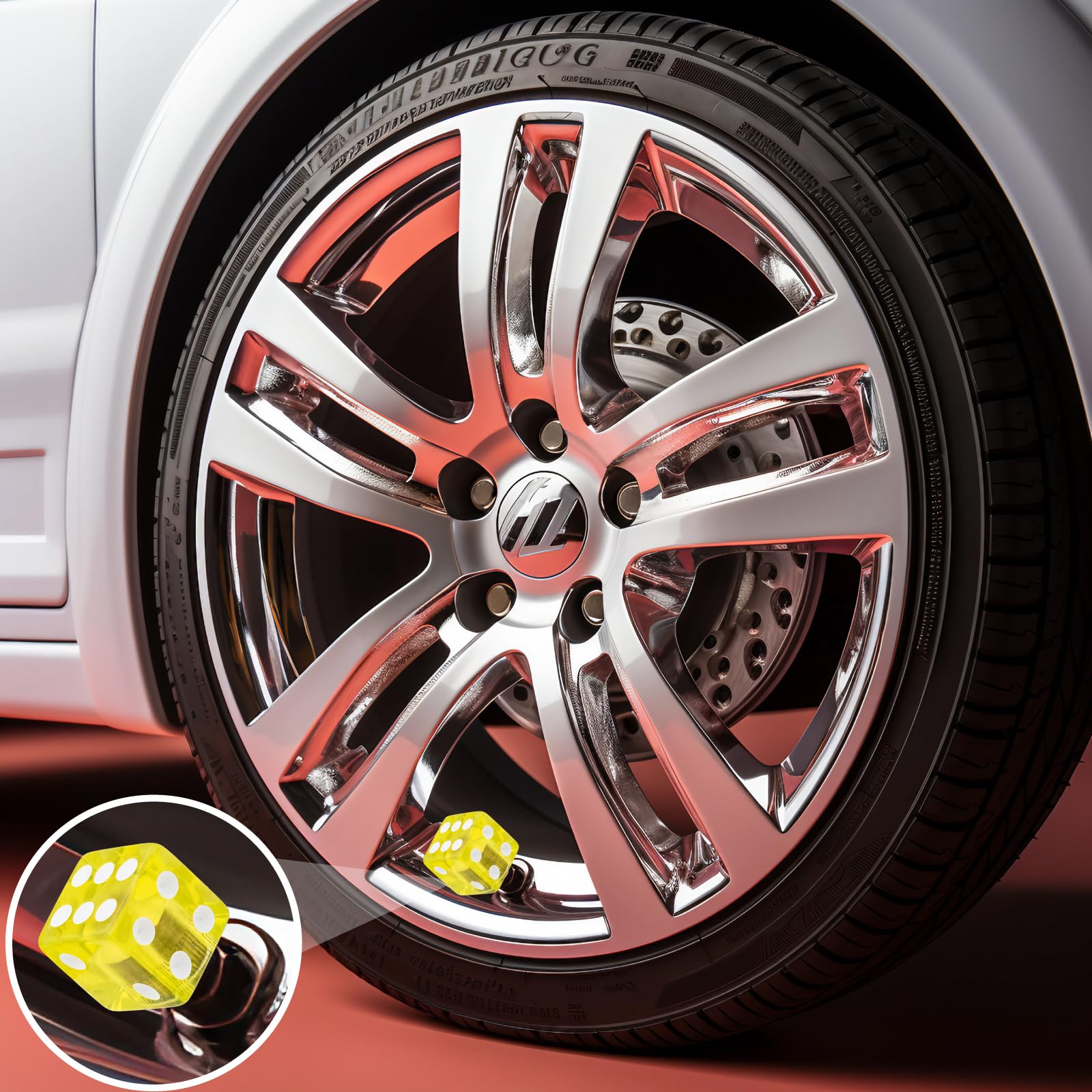 MEAJOO 4PCS Dice Tire Valve Stem Caps,with Rubber Ring, Dust Proof Cover Universal Tire Valve Stem Covers for Cars, SUV, Trucks,