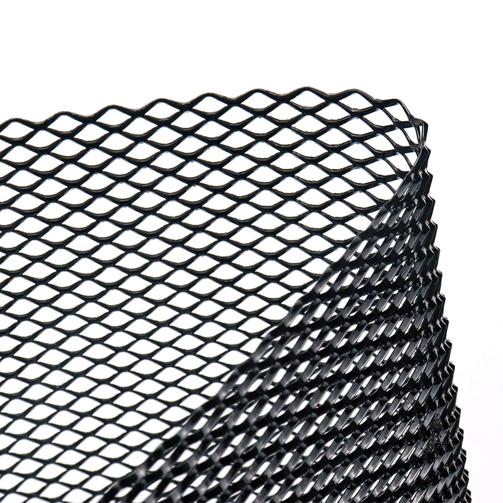 Modengzhe 40 X 13 Inch Car Grill Mesh Sheet, Black Painted Aluminum Alloy Multifunctional Grille Mesh Roll, 4 X 8 Mm Rhombic-Shape Grids