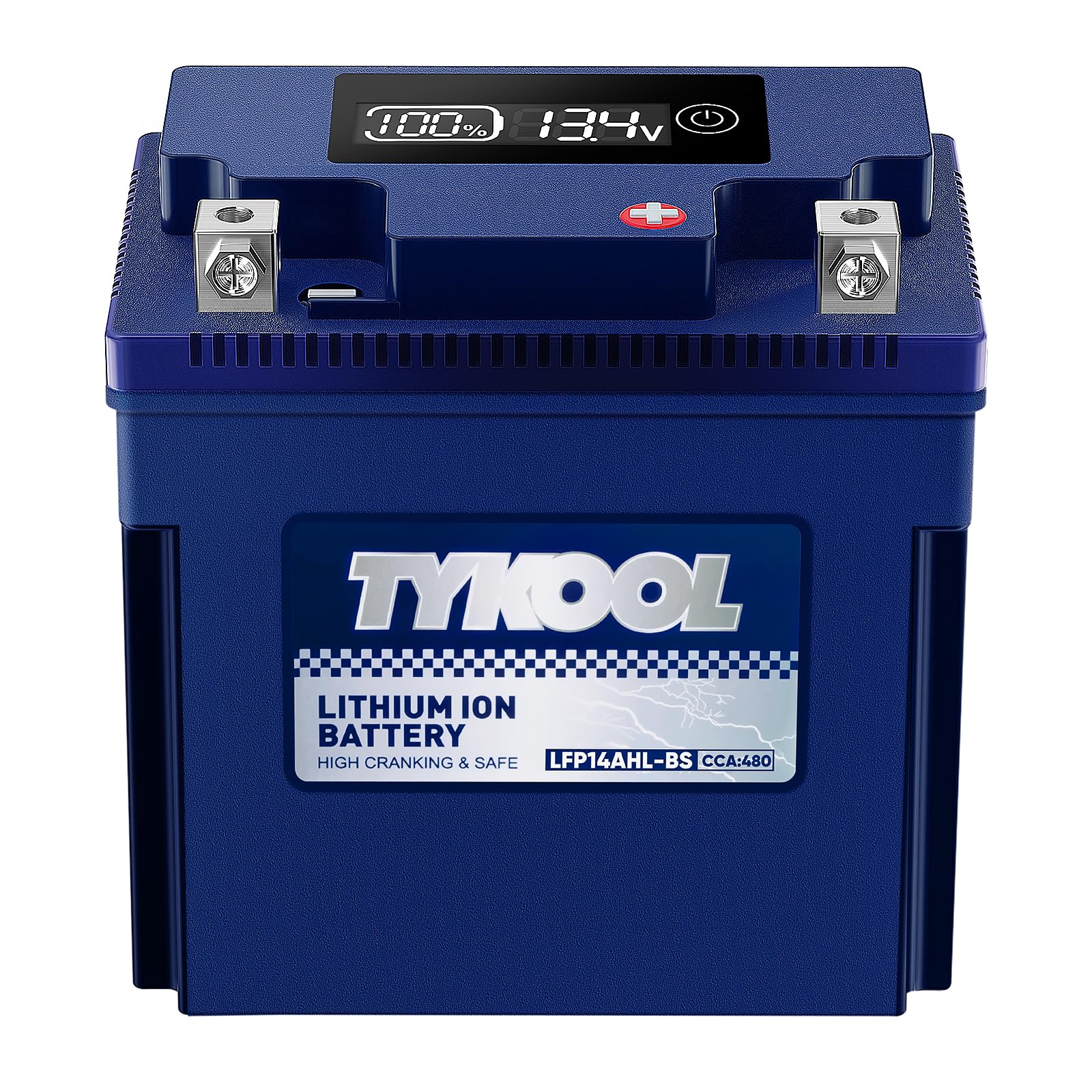 Tykool Ytx14Ahl-Bs Lifepo4 Lithium Motorcycle Battery,12.8V 8Ah,480Cca,Digital Readout,Powersports Battery, Fits For Motorcycle,