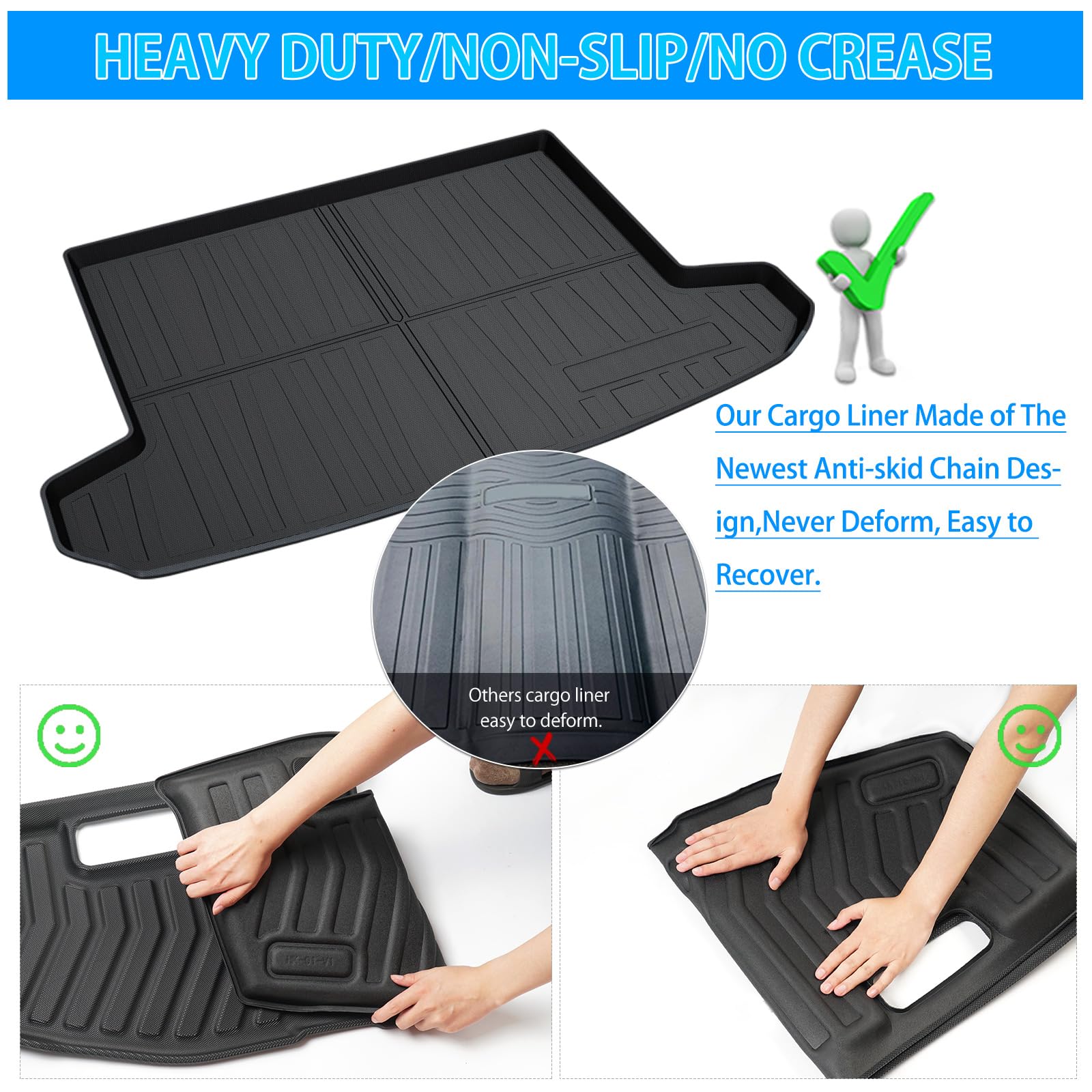 Powerty Trunk Mat For 2016-2020 2021 Hyundai Tucson Accessories Cargo Mats Tpo All Weather Cargo Liner Heavy-Duty Trunk Liners (