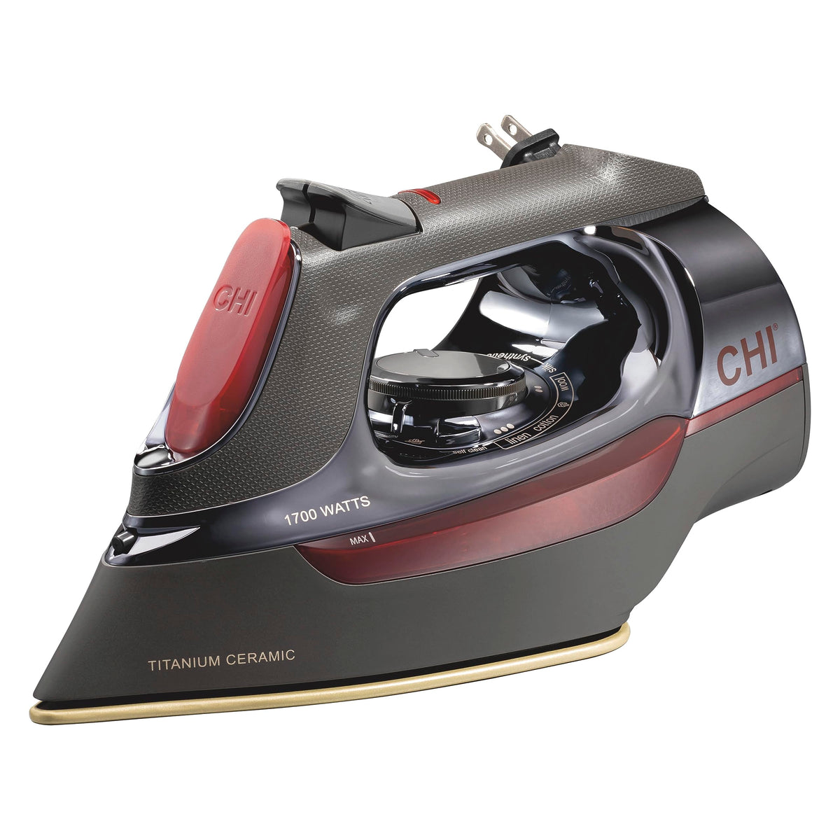 CHI Steam Iron for Clothes with 8 Retractable Cord, 1700 Watts, 3-Way Auto Shutoff, 400+ Holes, Professional Grade, Temperature 