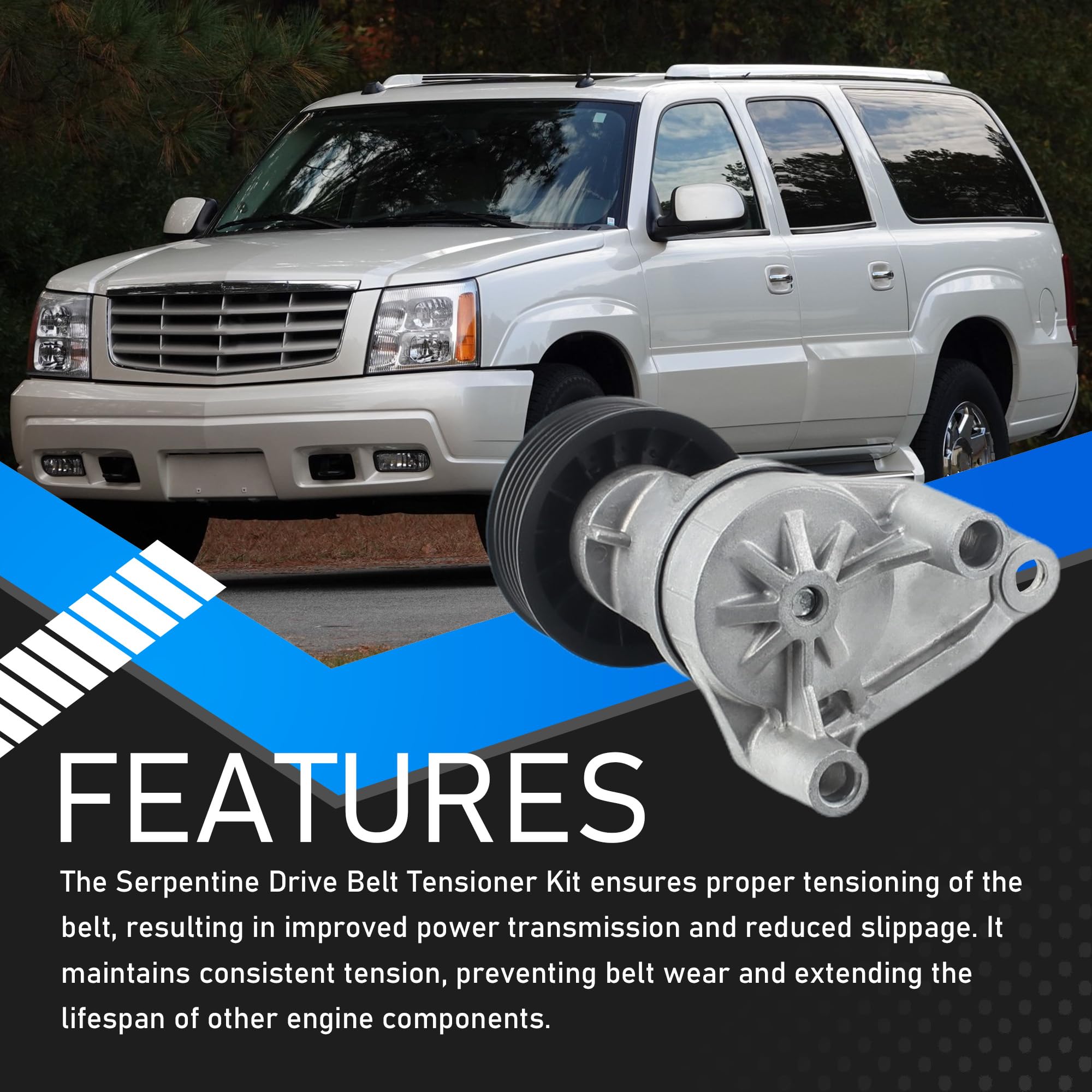 YzusGomumu Complete Serpentine Belt Drive Component Kit Compatible with 2003-2006 Chevrolet Avalanche Silverado Express, 2002-20