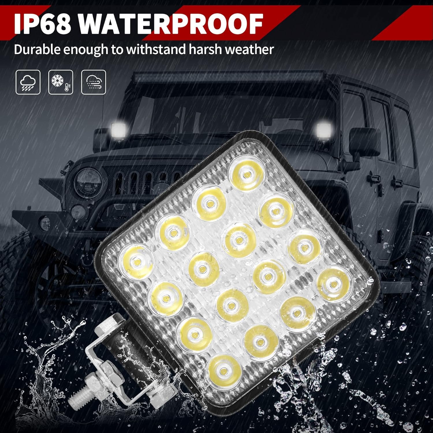 Yitamotor 4Inch Led Light Bar 2Pcs Flood Square Led Pod Light Light Waterproof Off Road Light Led Fog Light Truck Light Driving