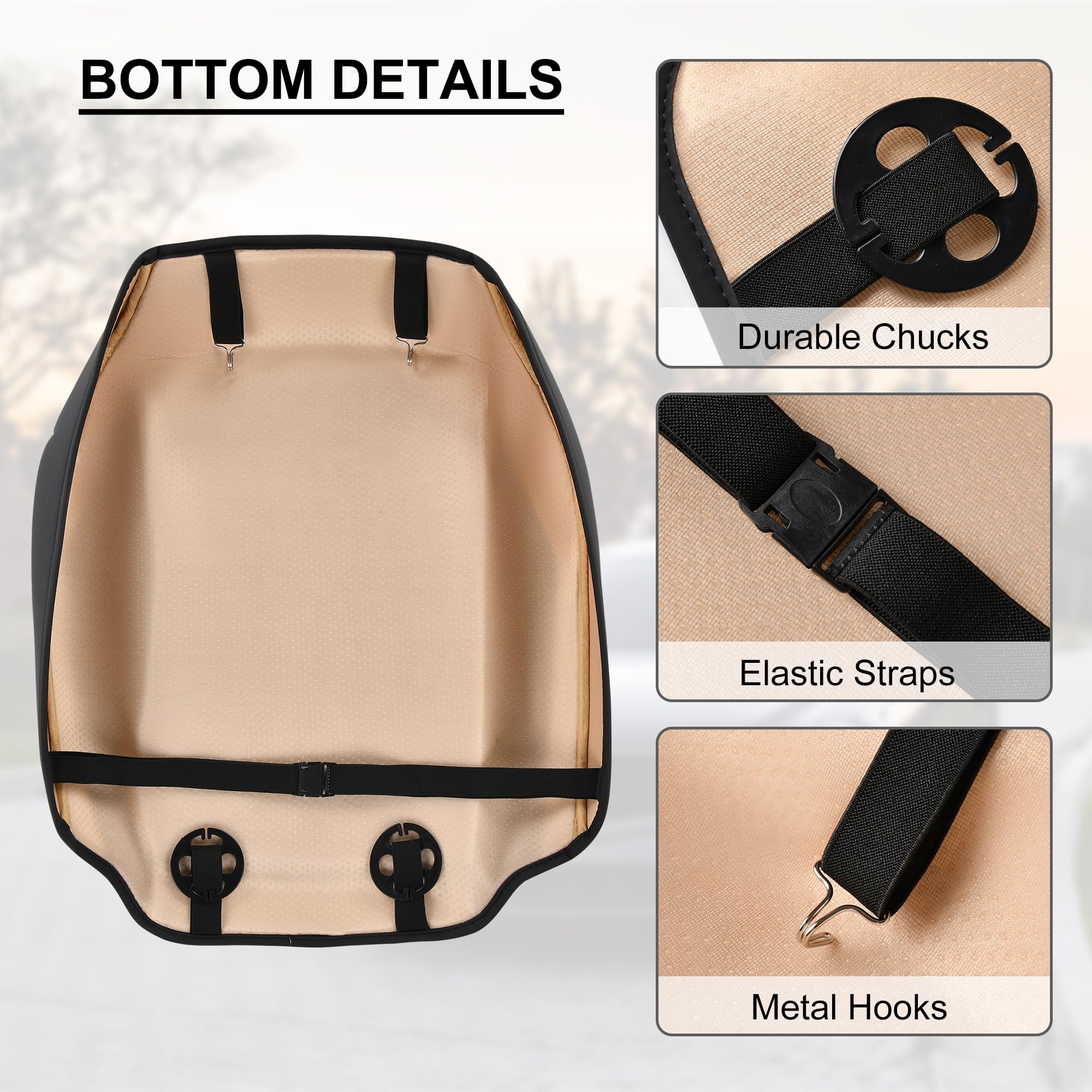 BWTJF Black Car Seat Cover 2 Pack, Universal Leather Front Seat Covers Bottom Protector, Anti-Slip and Full Wrapping Edge Compat