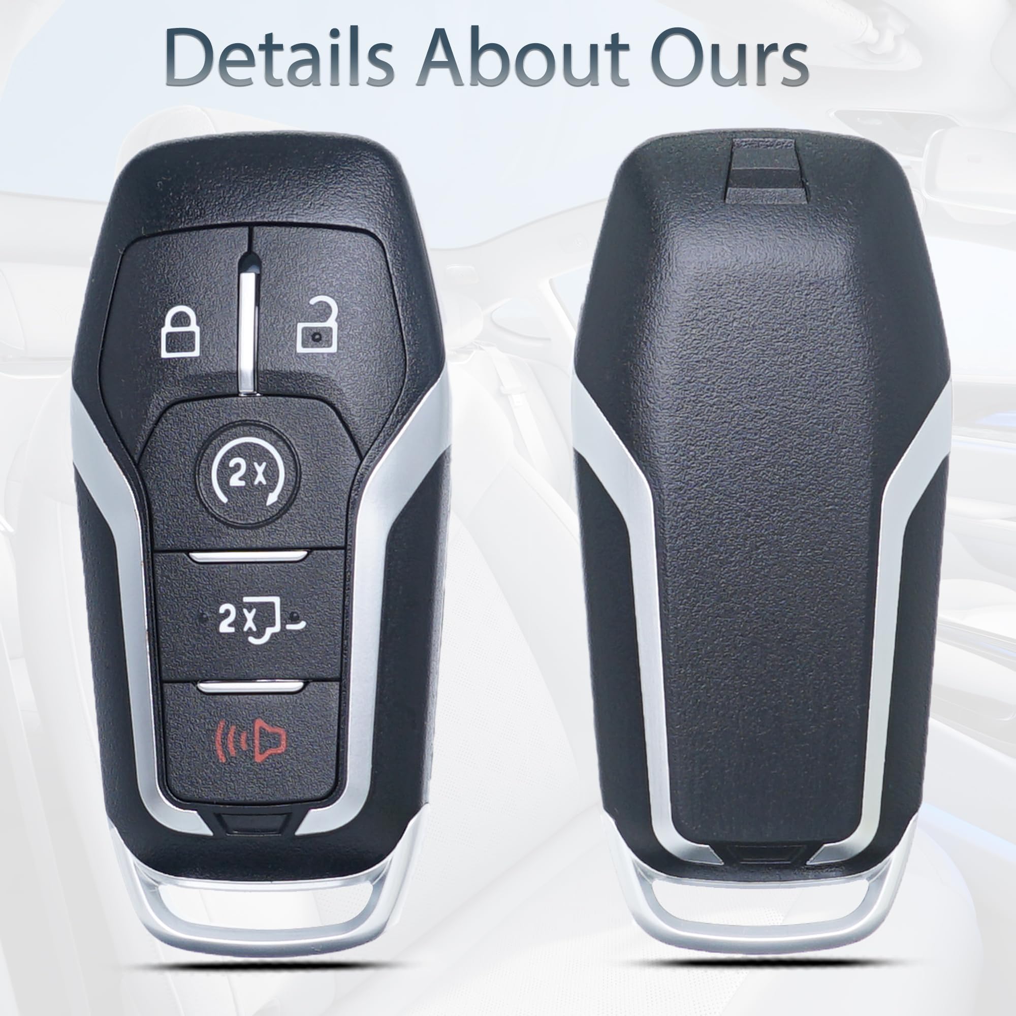 SUPALAND Key Fob Shell Case Cover Replacement Fits for Ford F150 F250 F350 F450 F550 Trucks 2015 2016 2017 Keyless Entry Remote