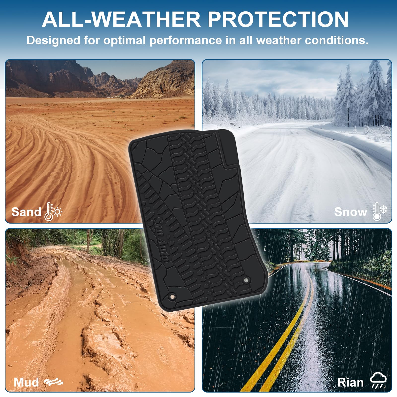 San Auto Car Floor Mat For Jeep Wrangler Jl 4X4 Door Sahara Rubicon 2018 2019 2020 2021 2022 2023 2024 2025 Custom Fit Black Red