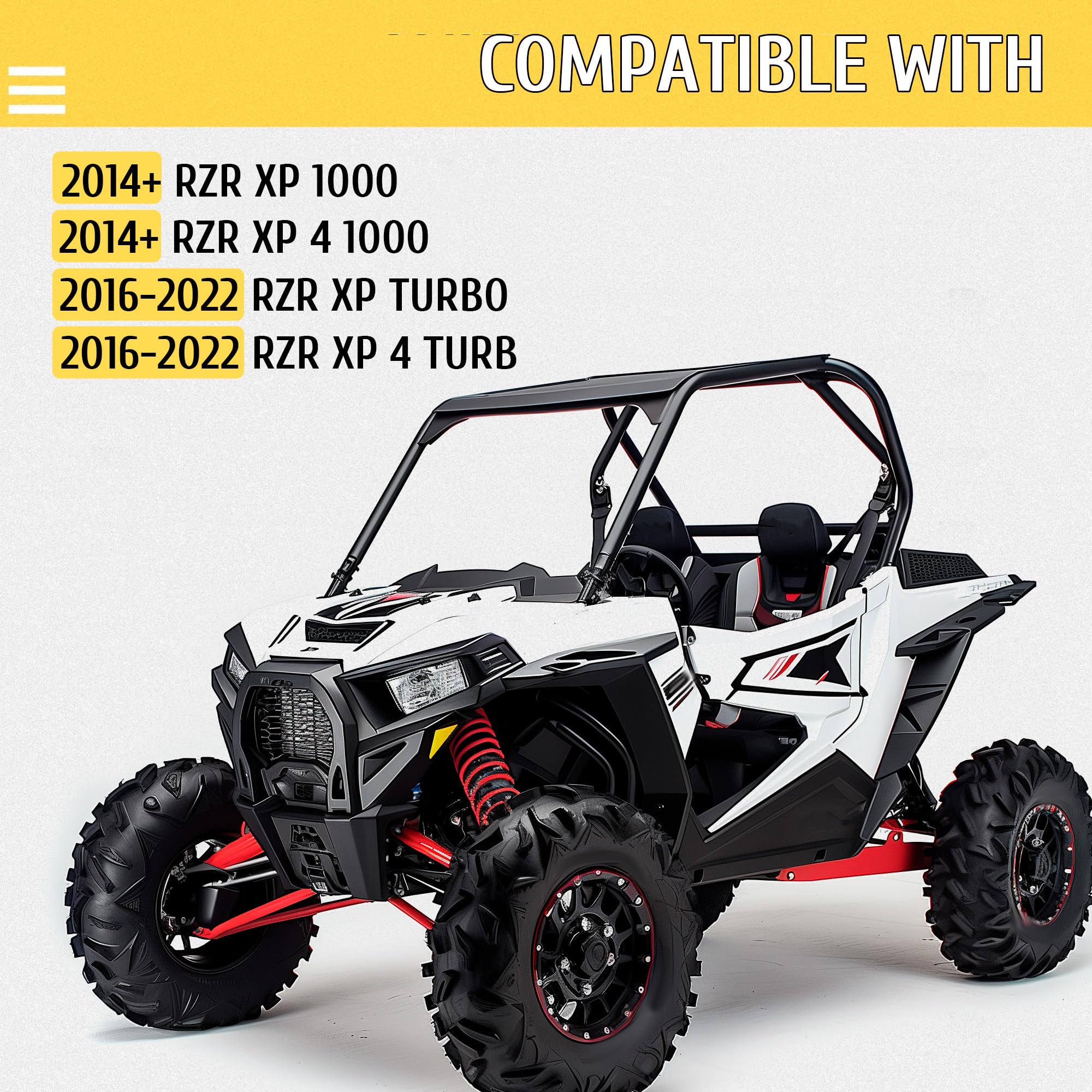 ECOTRIC Tinted Rear Windshield Compatible with 2014+ Polaris RZR XP 1000 XP 4 1000 2016-2022 RZR XP TURBO XP 4 TURBO Dark Windsc