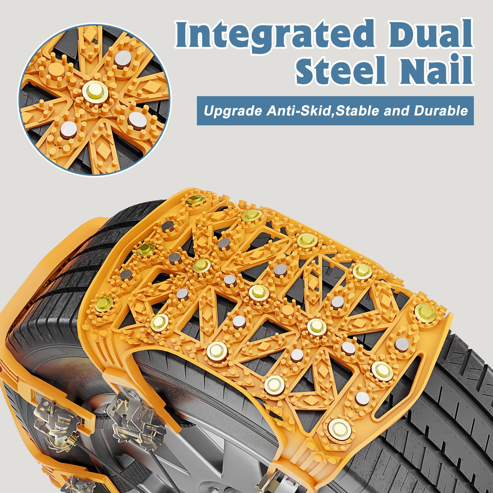 Mophoto Upgraded Tpu Snow Chains 8 Pack, Tire Chains For Cars/Suvs/Pickup Trucks, Security Chains, For Tire Width 165-275Mm, Eas