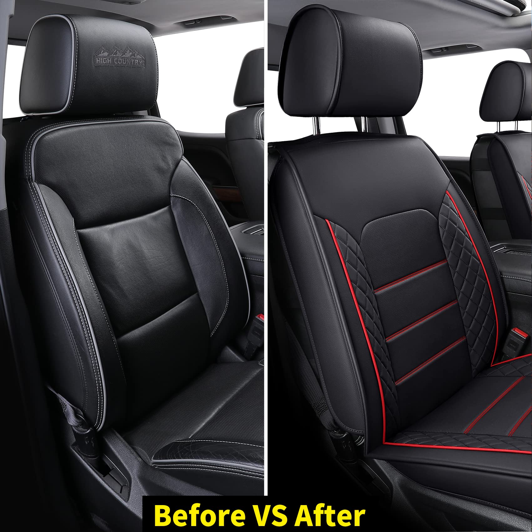 Luckyman Club Chevy Silverado/Sierra X04-S3 Front Seat Cover, Fit 2007-2025 1500/2500 Hd/3500 Hd Crew, Regular, Double/Extended