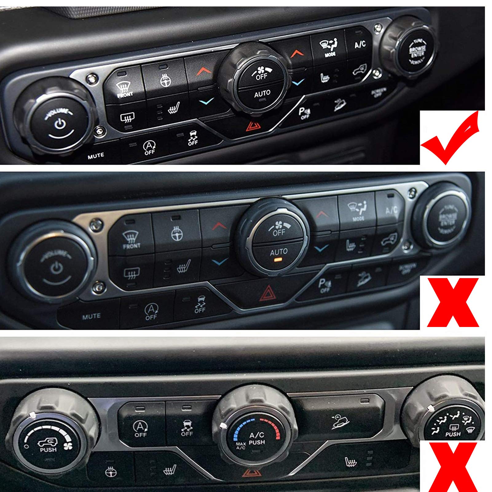 Voodonala Air Conditioner Headlight Center Consoles Switch Knob Cover Trim for 2018-2025+ Jeep Wrangler JL JLU Gladiator JT 4xe