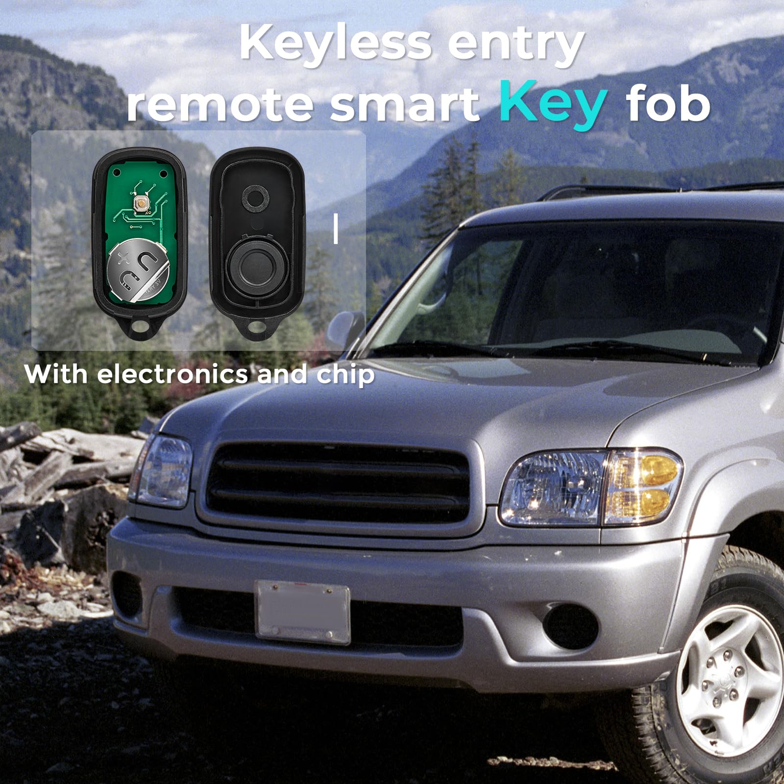 Helloauto Key Fob For Toyota 4Runner 1999-2009, Keyfob Toyota Sequoia 2001-2007 Keyless Entry Remote Replacement Smart Key Fob 4