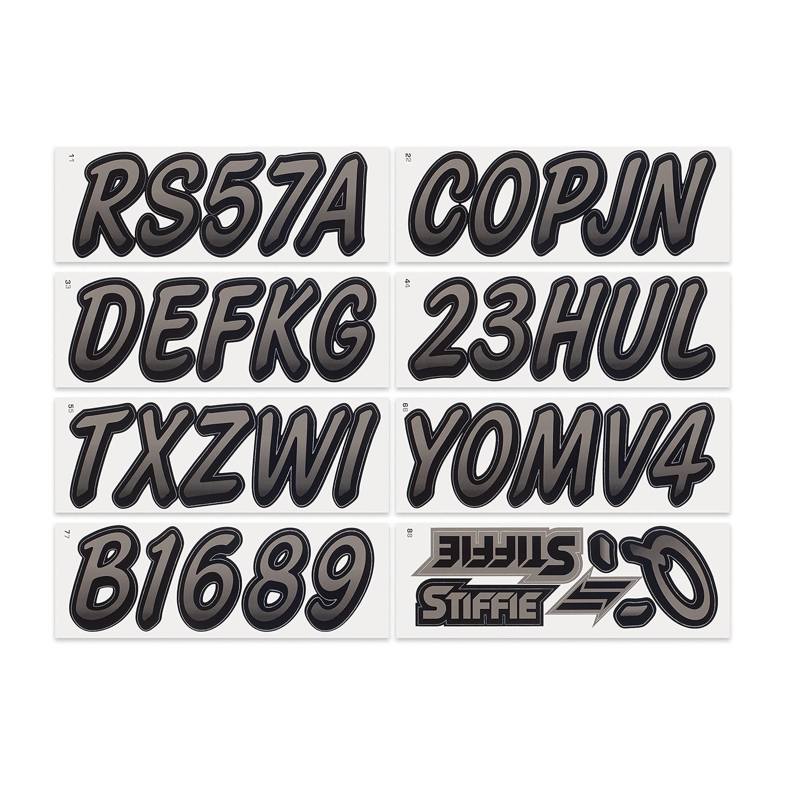 Stiffie Whipline Charcoal/Black 3 '' Boat & Pwc Registration Decals  Numbers Letters Stickers