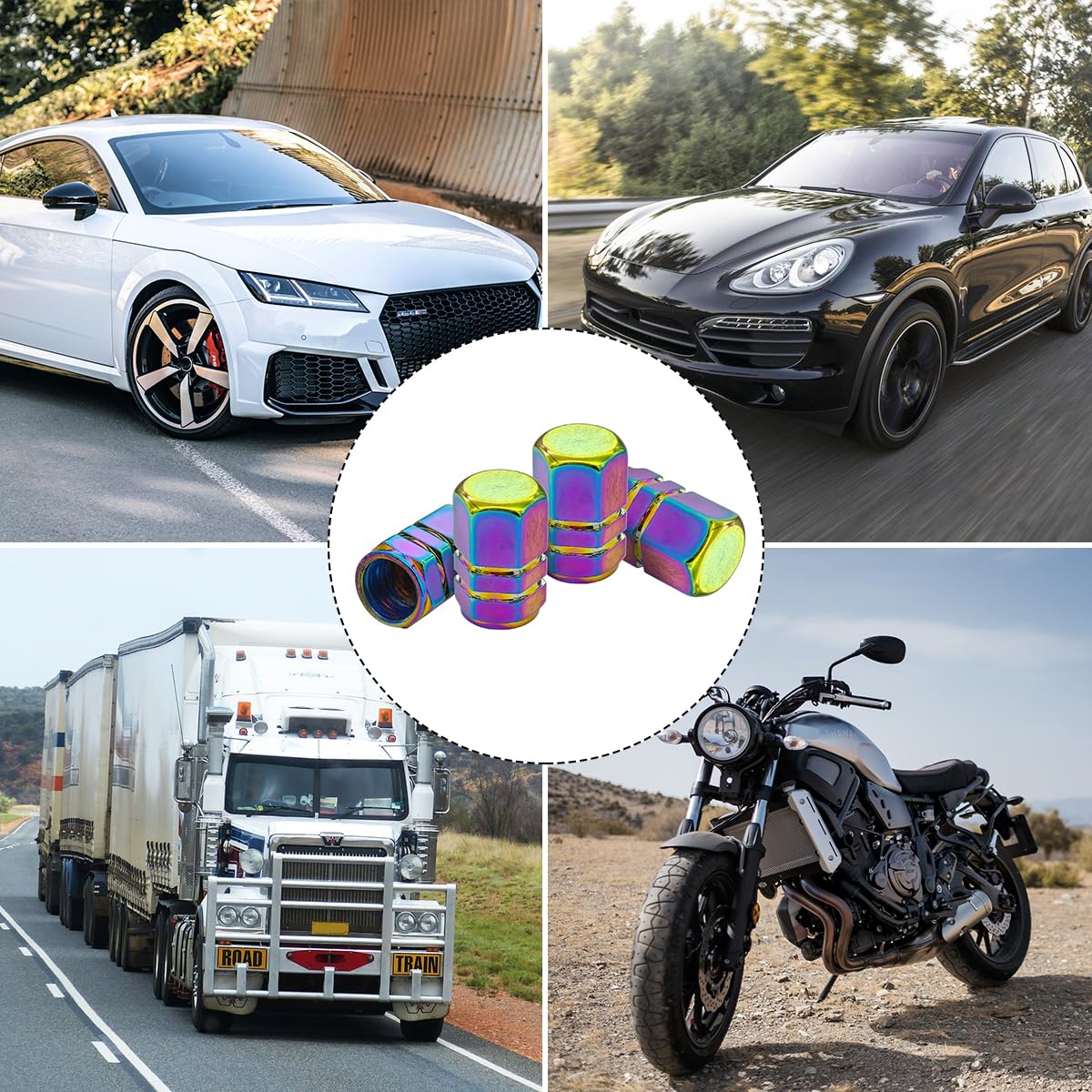 Fekey&Jf 16 Pcs Car Tire Valve Stem Caps, Waterproof Airtight Car Wheel Tire Valve Stem Caps/Covers Universal For Cars, Bicycles