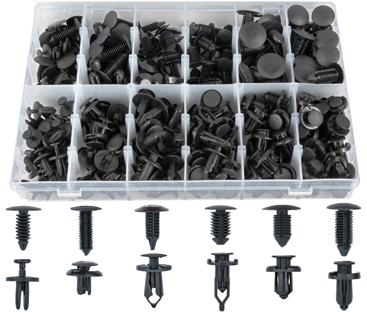 Sunplustrade 240 Pcs Bumper Clips Car Clips Plastic Rivets Fasteners Push Retainer Kit Most Popular Sizes Auto Push Pin Rivets S