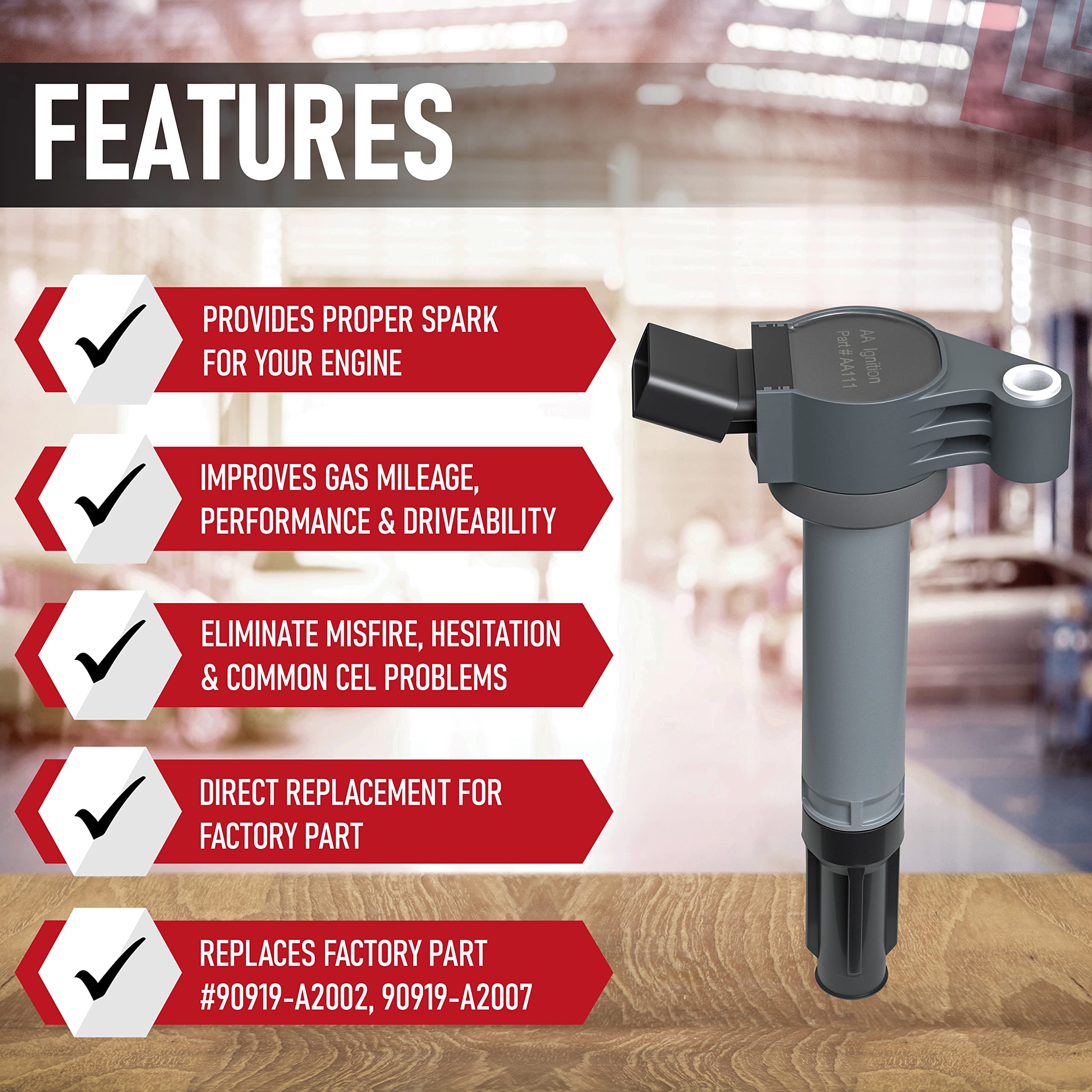 Ignition Coil Replaces 90919-A2007, Compatible With Lexus, Toyota & Scion 2.7L, 3.5L V6 Vehicles - Coil Pack Fits, Camry V6, Ava