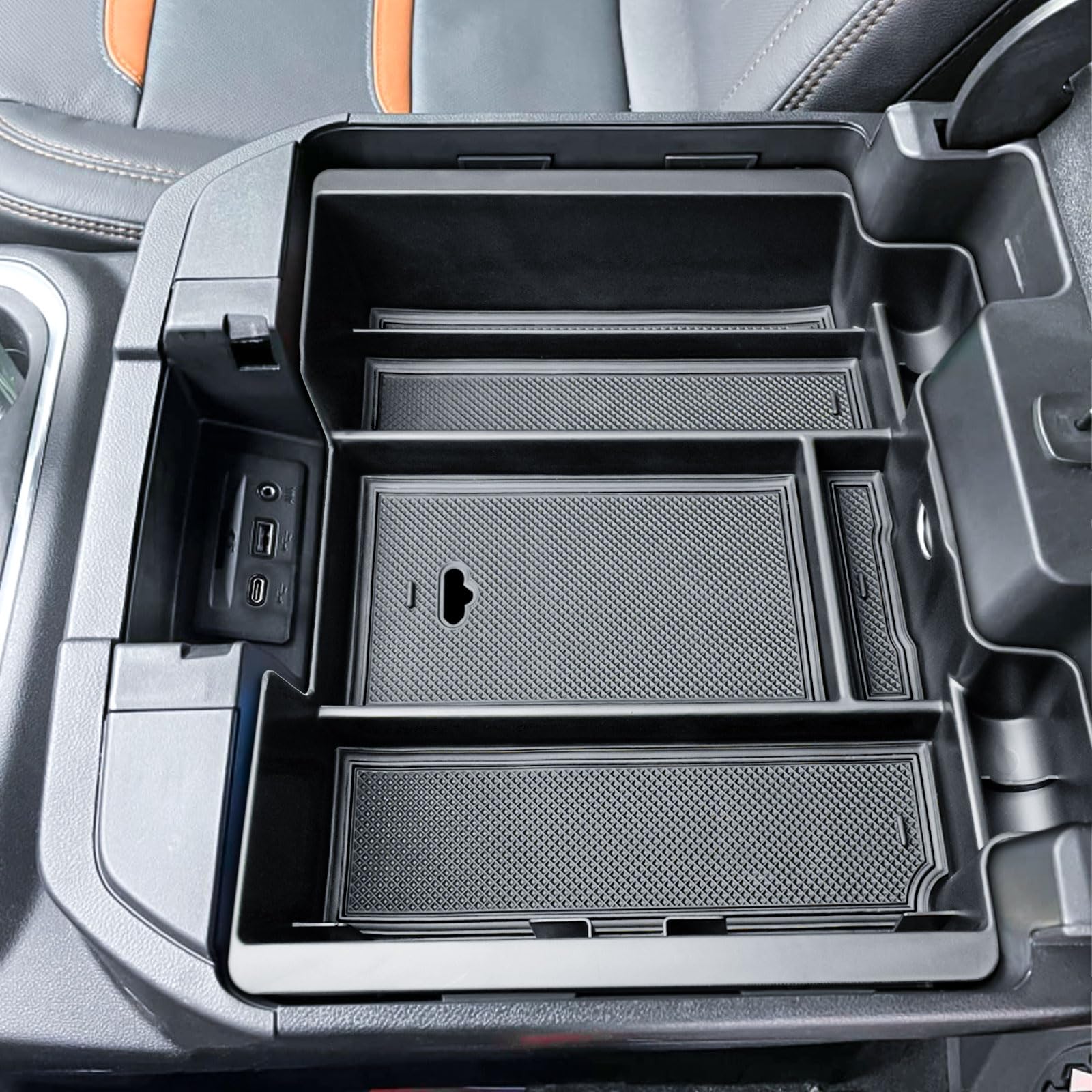 Center Console Organizer Compatible with 2019-2022 Chevy Silverado/Sierra 1500 and 2020-2023 Silverado/Sierra 2500HD 3500HD Acce