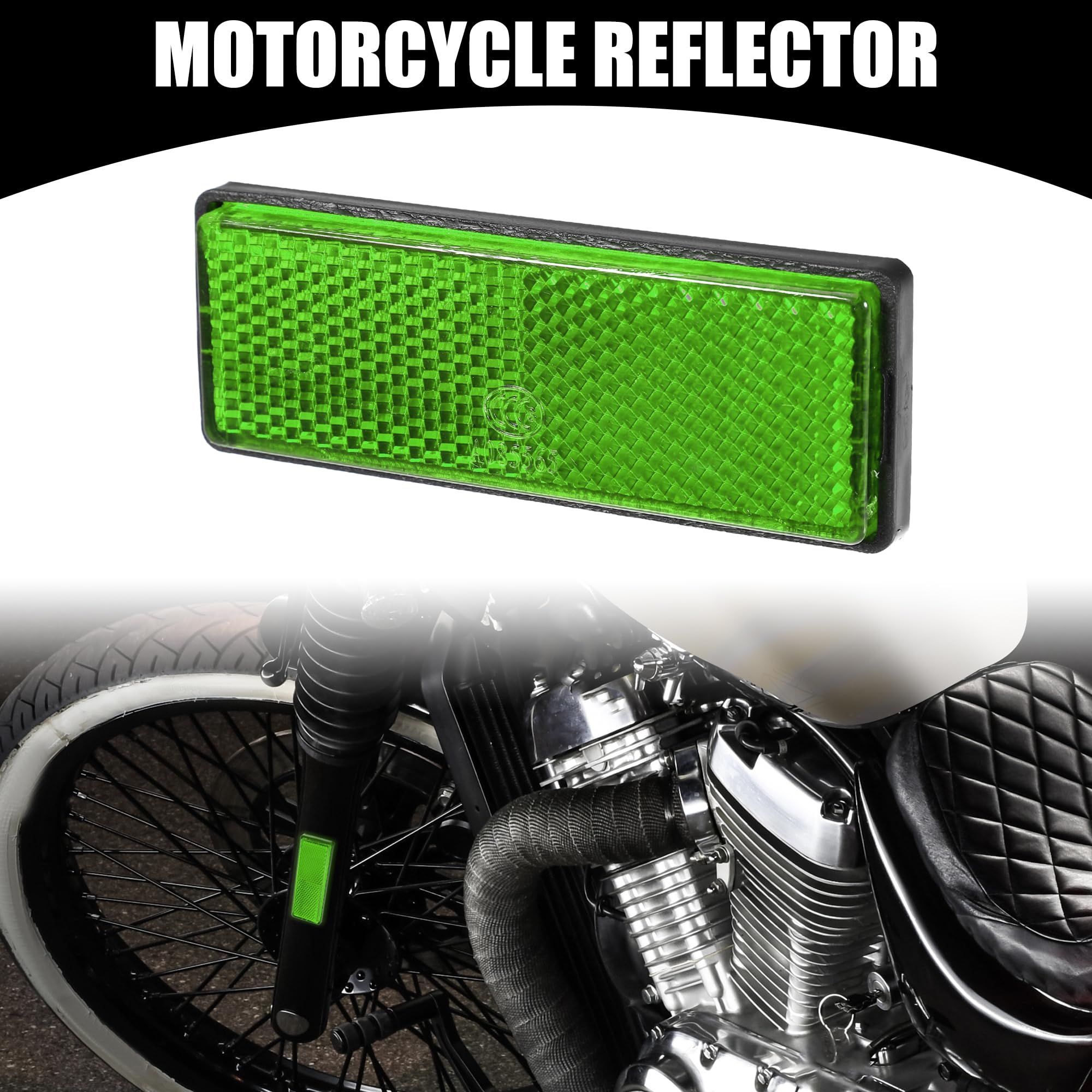 Partuto 4Pcs 3.46'X1.26' Universal Reflector - Rectangle Motorcycle Bike Safety Reflector Increase Visibility And Safety On The Road - Plastic Green