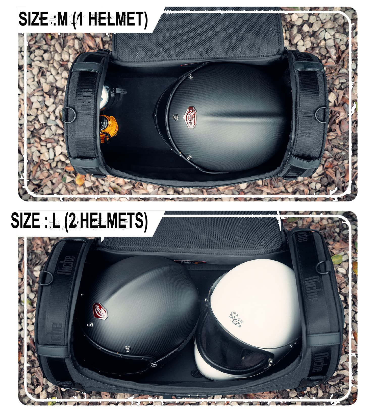 Niche Stackable Tail Bag, Three sizes, Motorcycle Rear Seat Bag with Waterproof Rain Cover, Motorbike Travel Luggage, Zipper clo