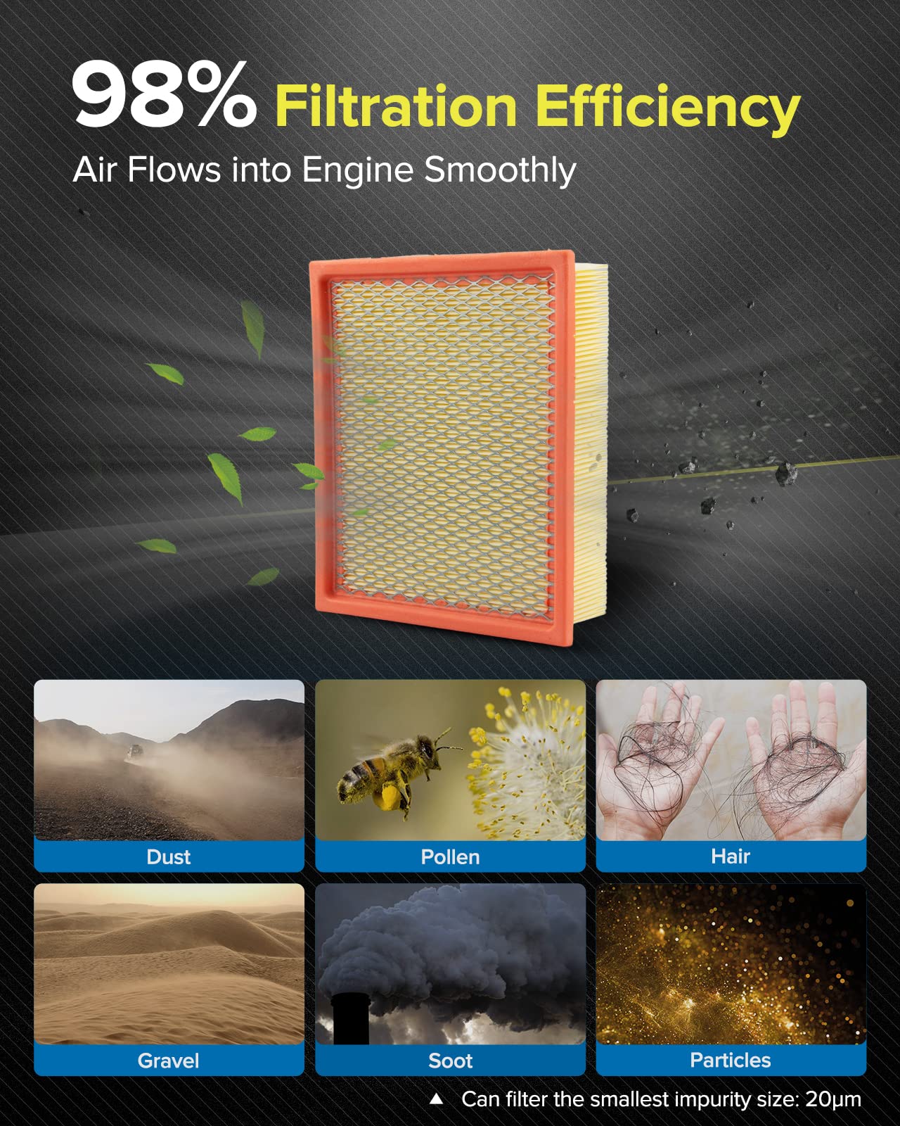 Philtop Engine Air Filter Ca8243 Replacement For Ford Explorer 1997-2001, Ranger 1997-2004 2009-2011 & Mercury Mountaineer 1997-