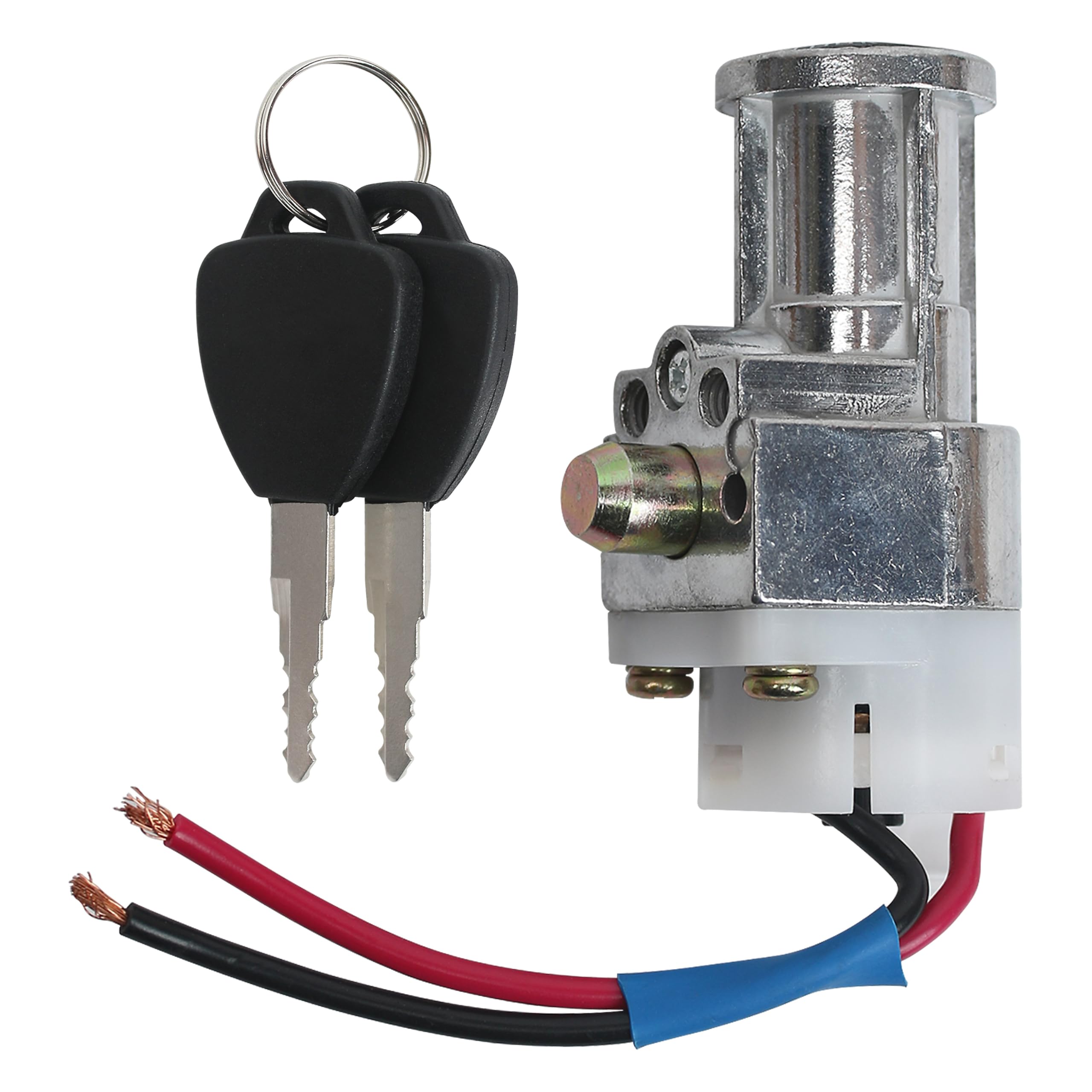 E-Bike Battery Lock Replacement Part with 2 keys, Charger Ignition On/Off Switch Cylinder Locks Bigger Head Type for Motorcycle 
