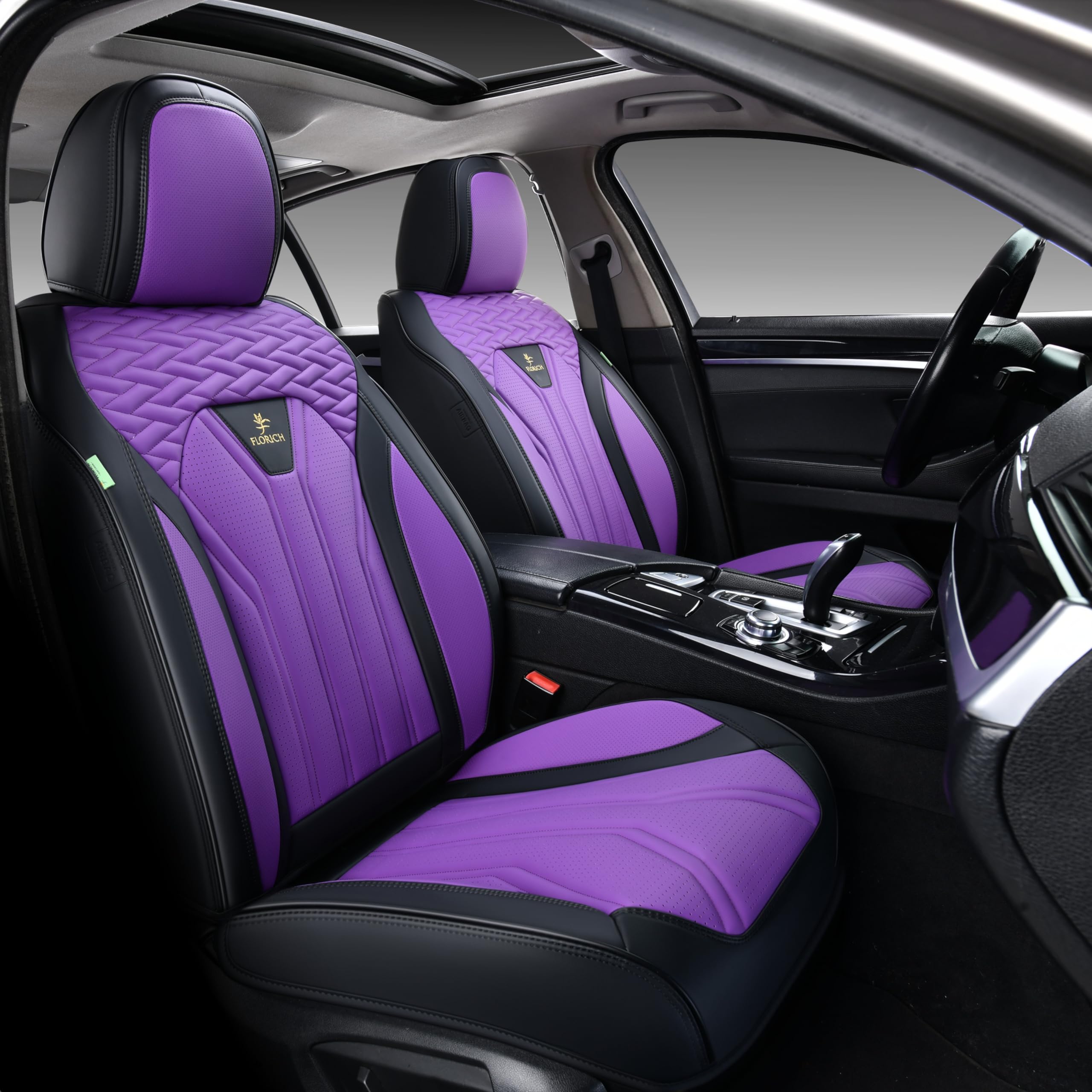 FLORICH Automotive Seat Covers, Seat Covers Full Set, Car Seat Protectors 5 Seats, Purple & Black Automotive Seat Covers Fit for