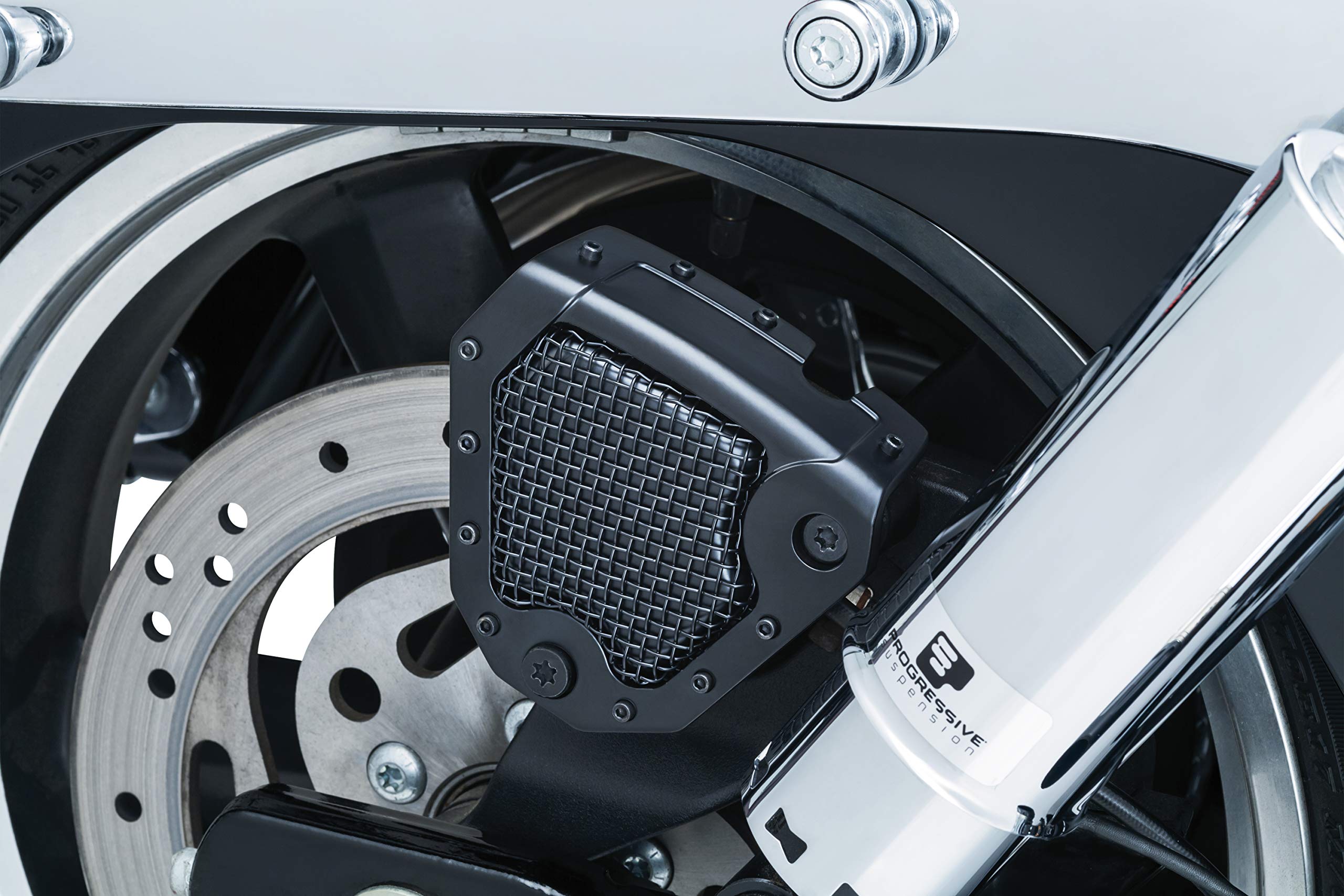 Kuryakyn 6553 Motorcycle Accent Accessory: Mesh Rear Caliper Cover for 2008-17 Harley-Davidson Dyna & Softail Motorcycles, Satin Black