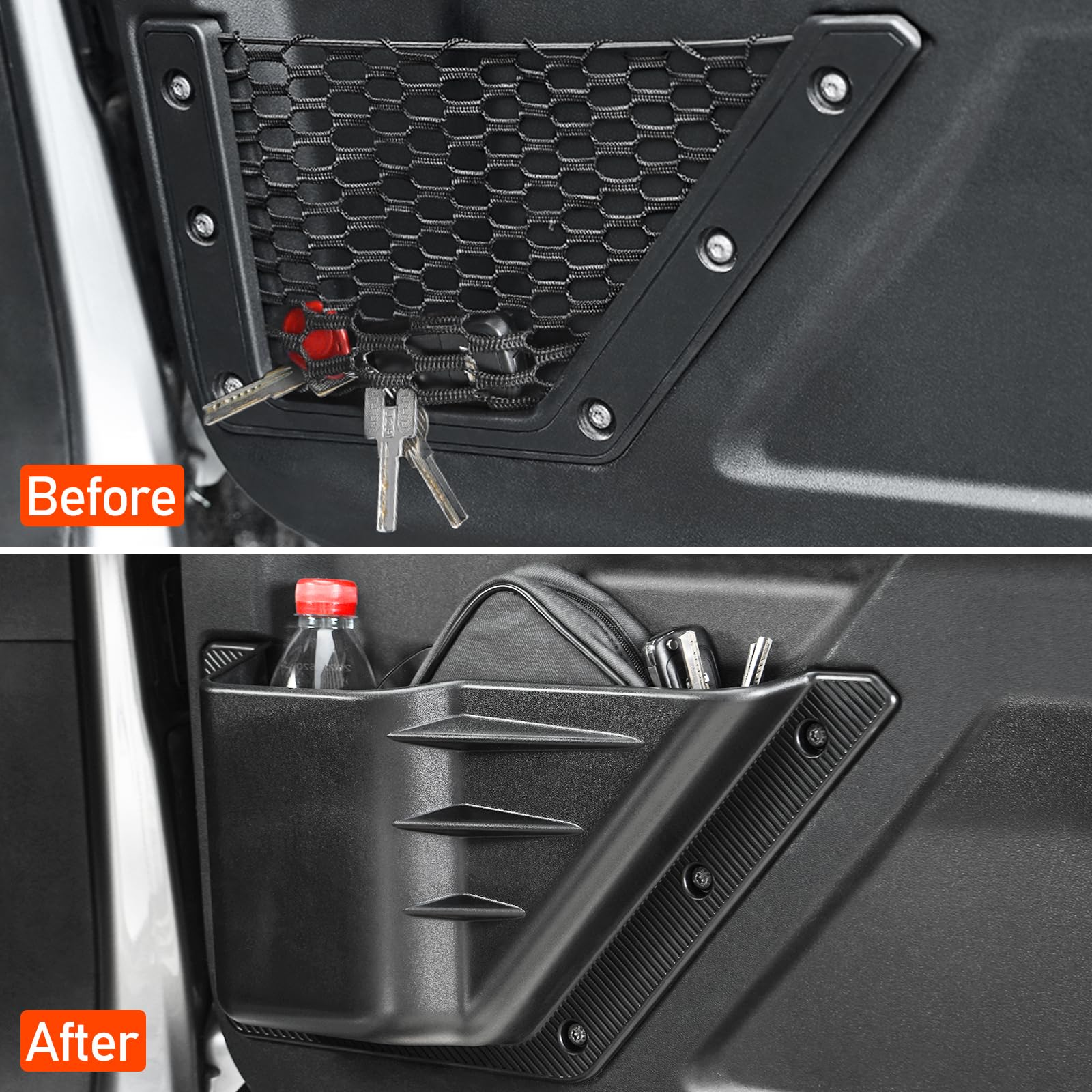 Lepz 2Pcs Front Door Storage Pockets For Ford Bronco Accessories 2024 2023 2022 2021,Door Side Organizer Box Compatible For Bron