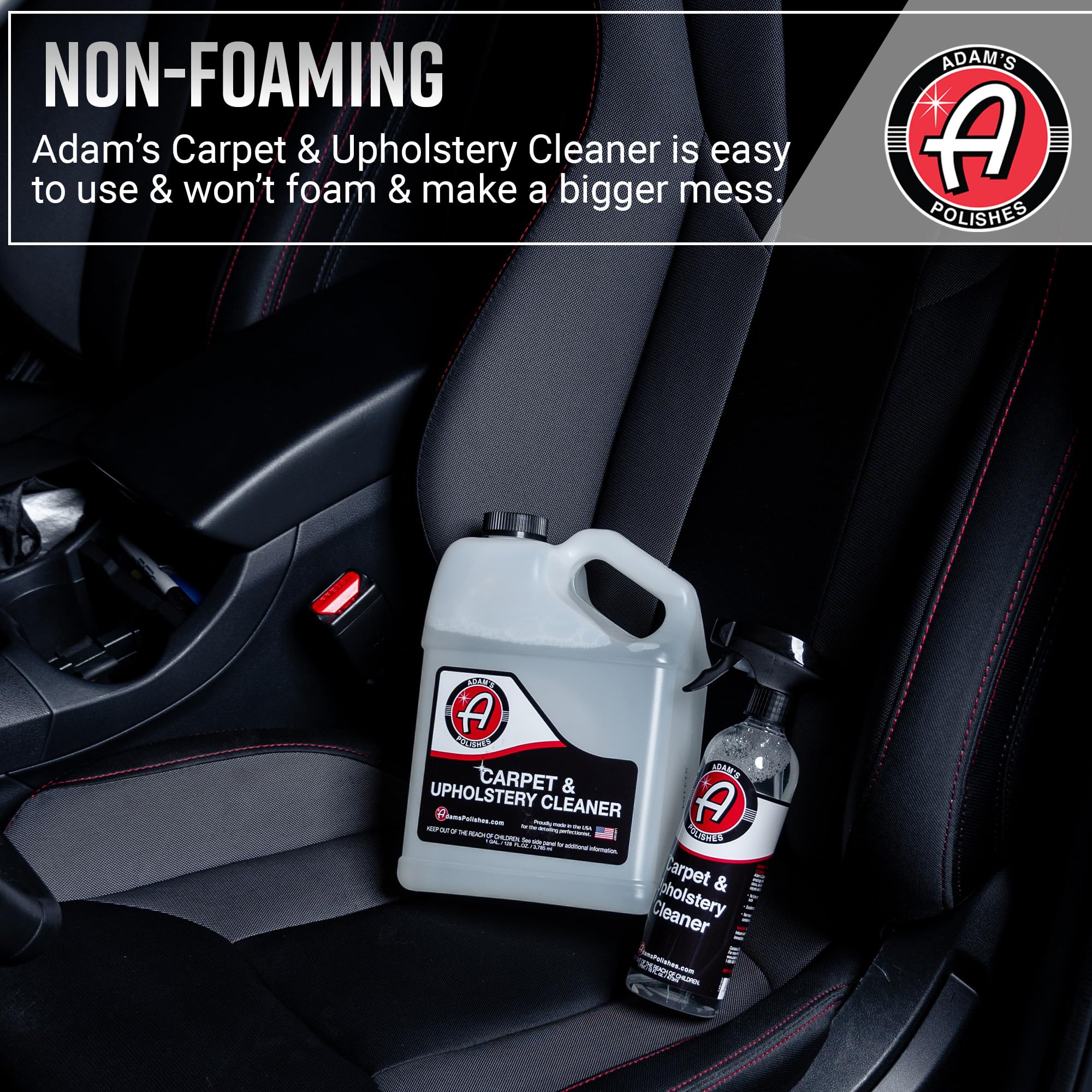 Adam'S Polishes Carpet & Upholstery Cleaner - Powerful Car Carpet Cleaner For Auto Detailing, Fabric Interior Solution, Stain Re