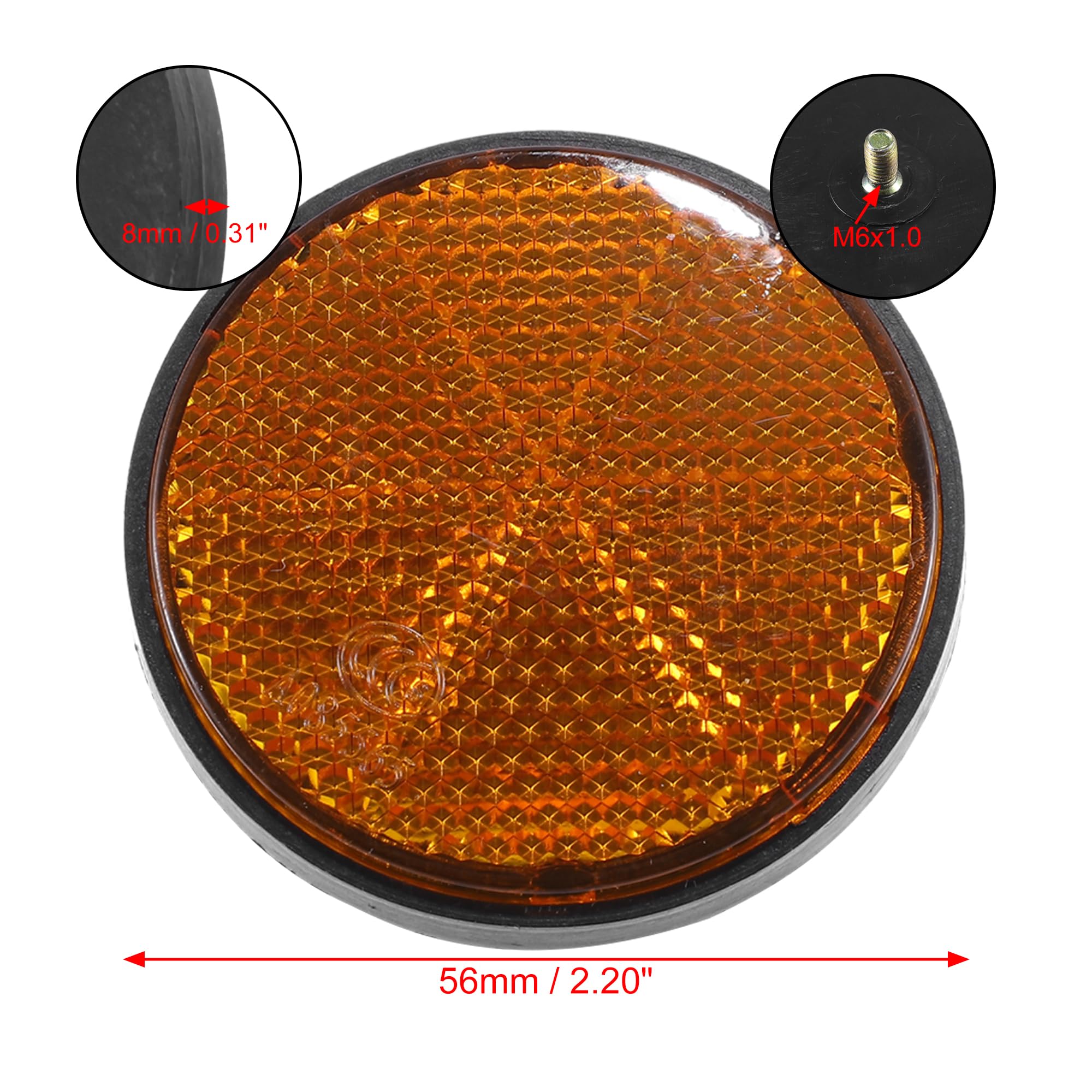 X Autohaux 4 Pcs M6X1.0 Orange Plastic Universal Round Screw Mount Reflective Warning Reflector With Nut For Motorcycle Bike
