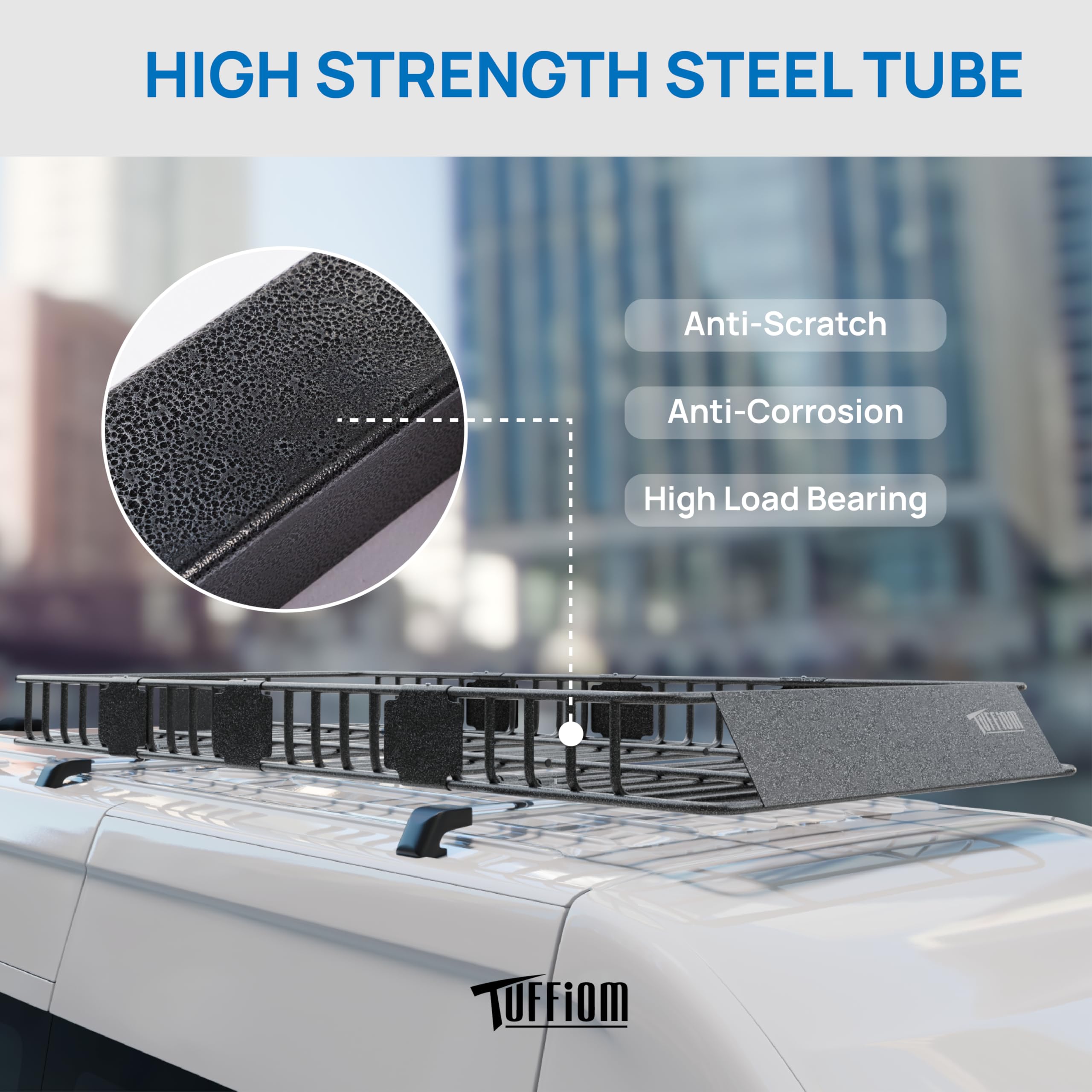 Tuffiom 84''X 39''X 6'' Universal Rooftop Cargo Carrier Basket, Extendable Steel Roof Rack Basket W/Net+Storage Bag+Pedal+Straps