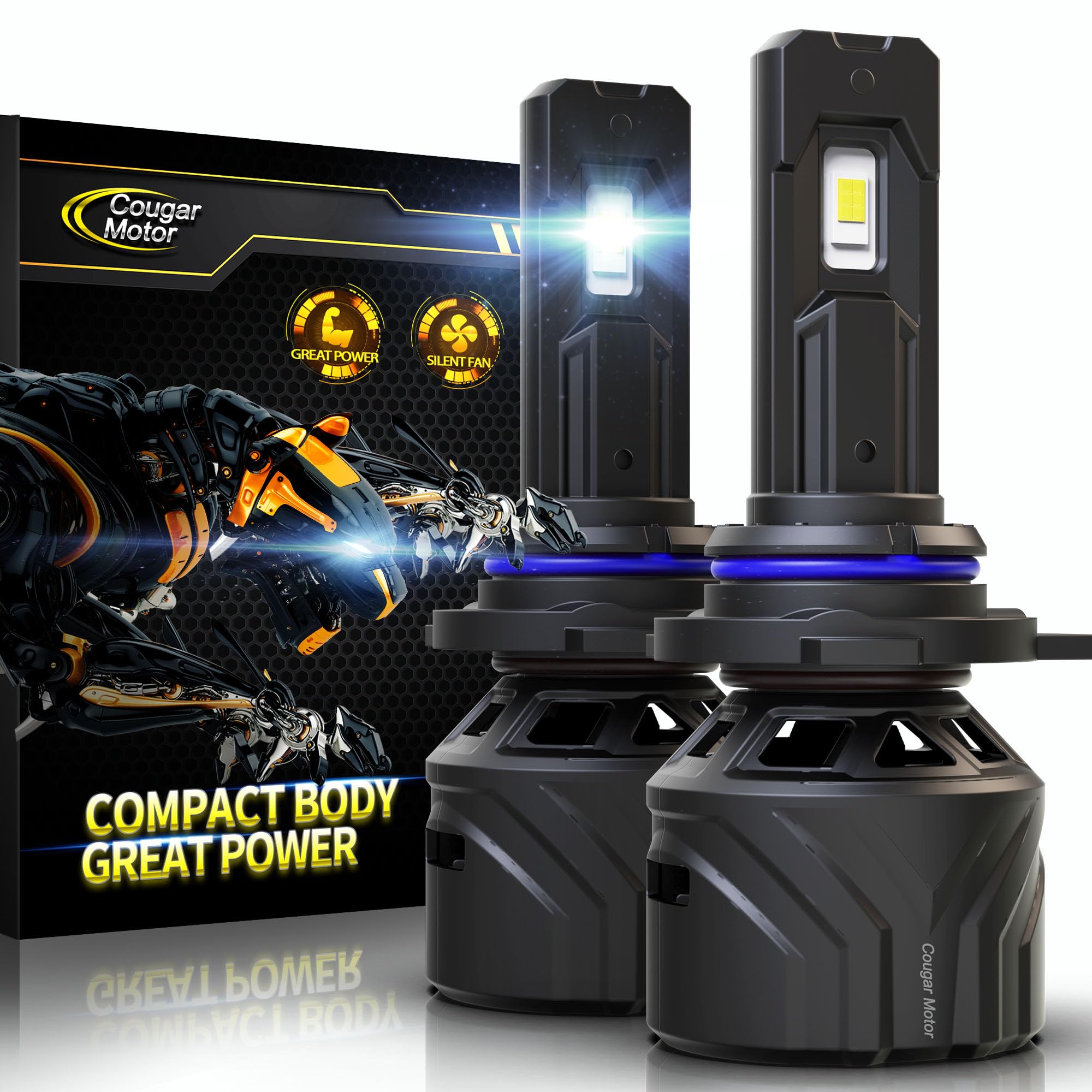 Cougar Motor 9012 Bulbs, Hir2 Fog Lights 6500K White Non-Polarity 9012 Fog Bulb Or Off-Road Use Plug And Play - Pack Of 2