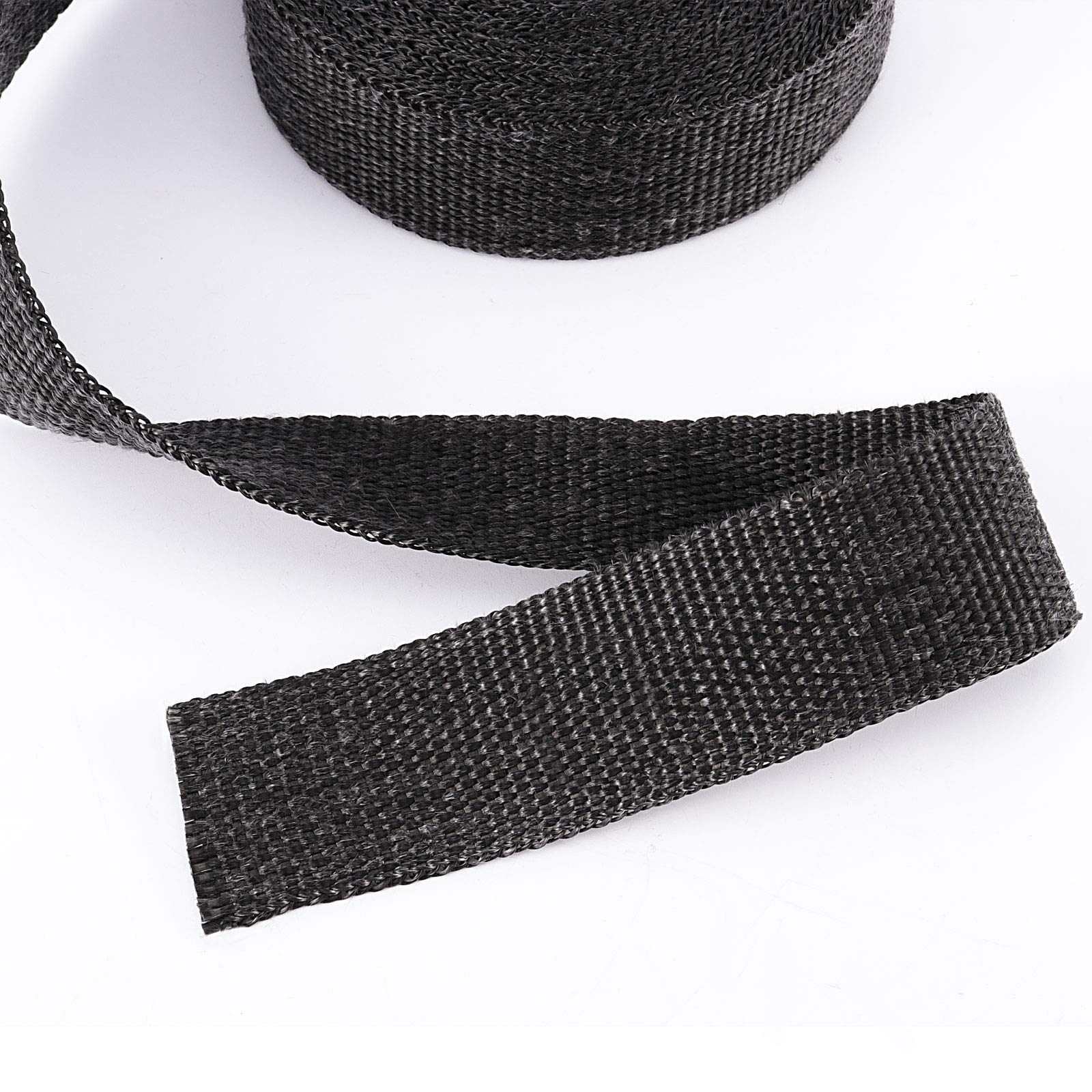 ZOENHOU 2 Rolls 2 Inch x 50 Feet Exhaust Heat Header Wrap, Fiberglass Pipe Wrap with 20 Stainless Ties, Black Exhaust Heat Shiel