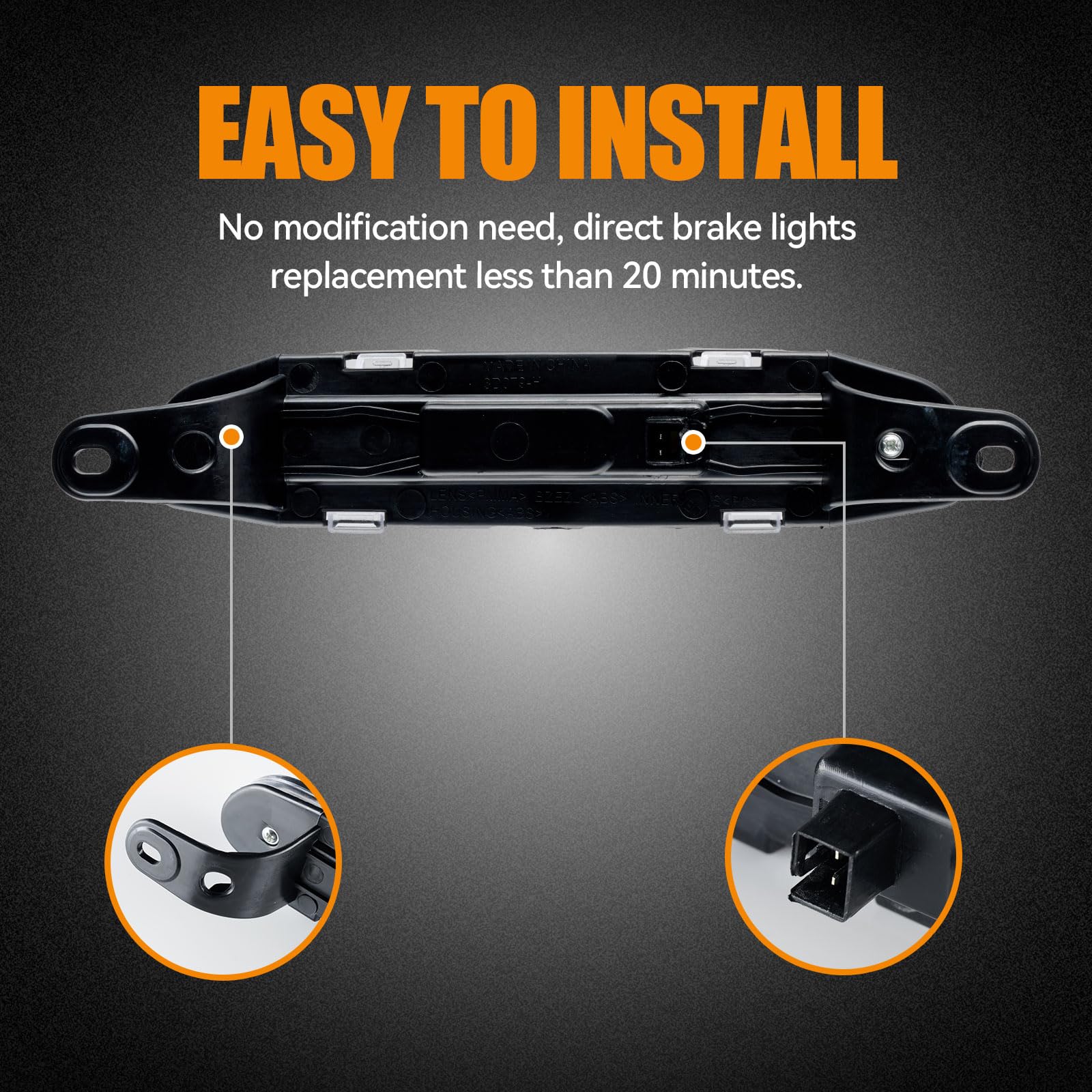 Cxdar Third 3Rd Brake Light Led For 2006-2010 Dodge Charger, High Mount Rear Brake Lights Assembly For 06-10 Charger, Waterproof