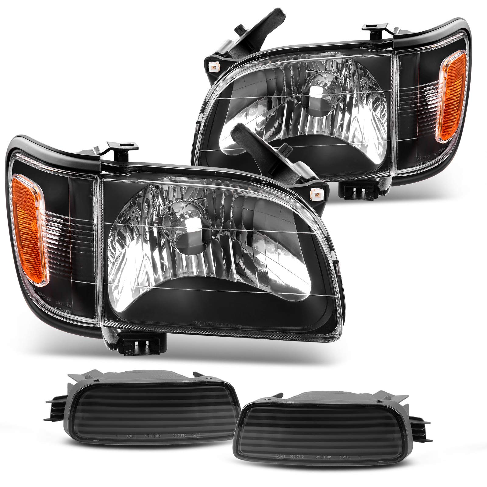 Dwvo Headlight Assembly Compatible With 2001 2002 2003 2004 Tacoma Black Housing Headlights Replacement With Bumper Lights Passe