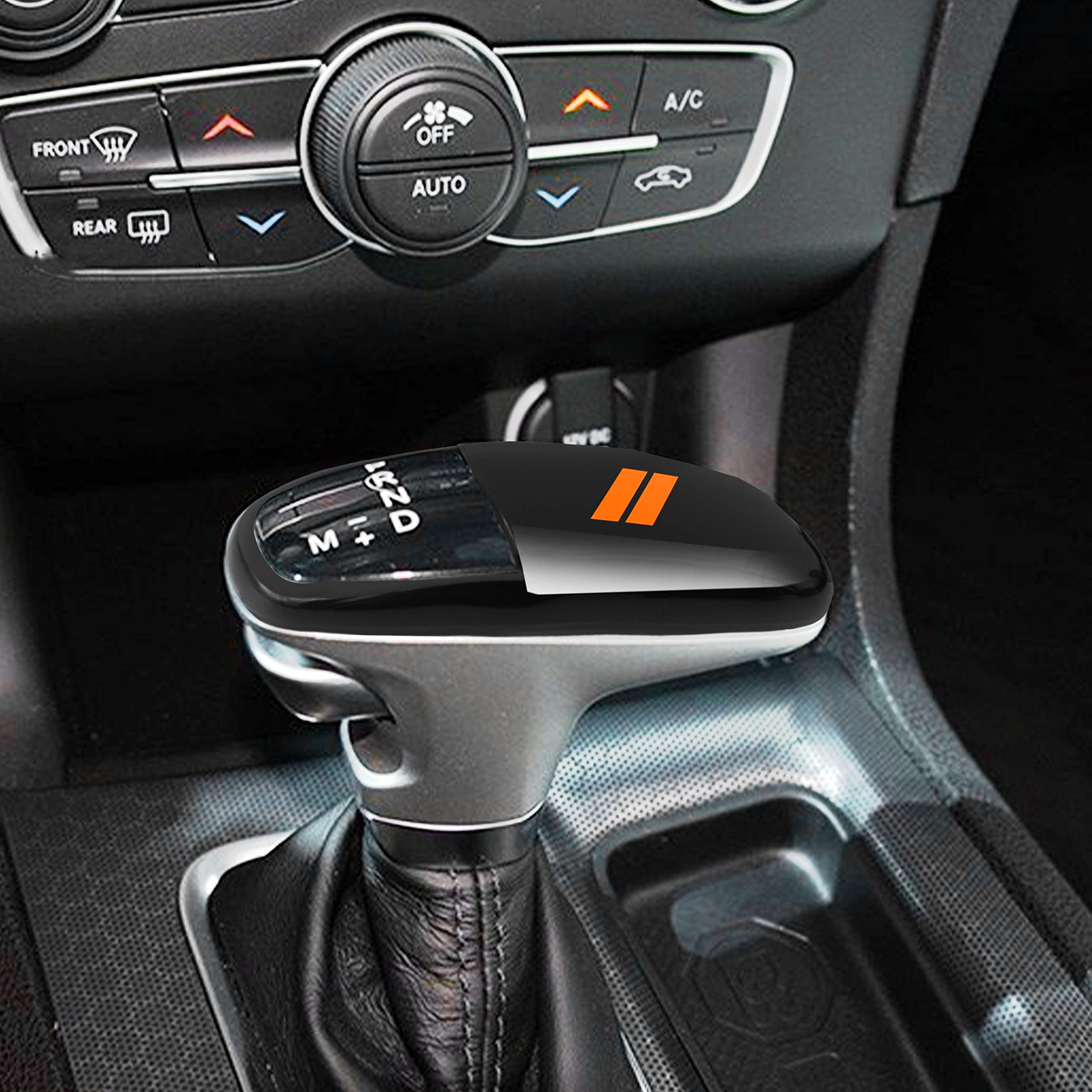 Senshine Gear Shift Knob Head Cover For Dodge Charger Challenger Accessories 2015-2023 2024 Durango 2016-2024 Abs Interior Shell Insert Decoration Protector Gear Shifter Cover (Orange Trim)