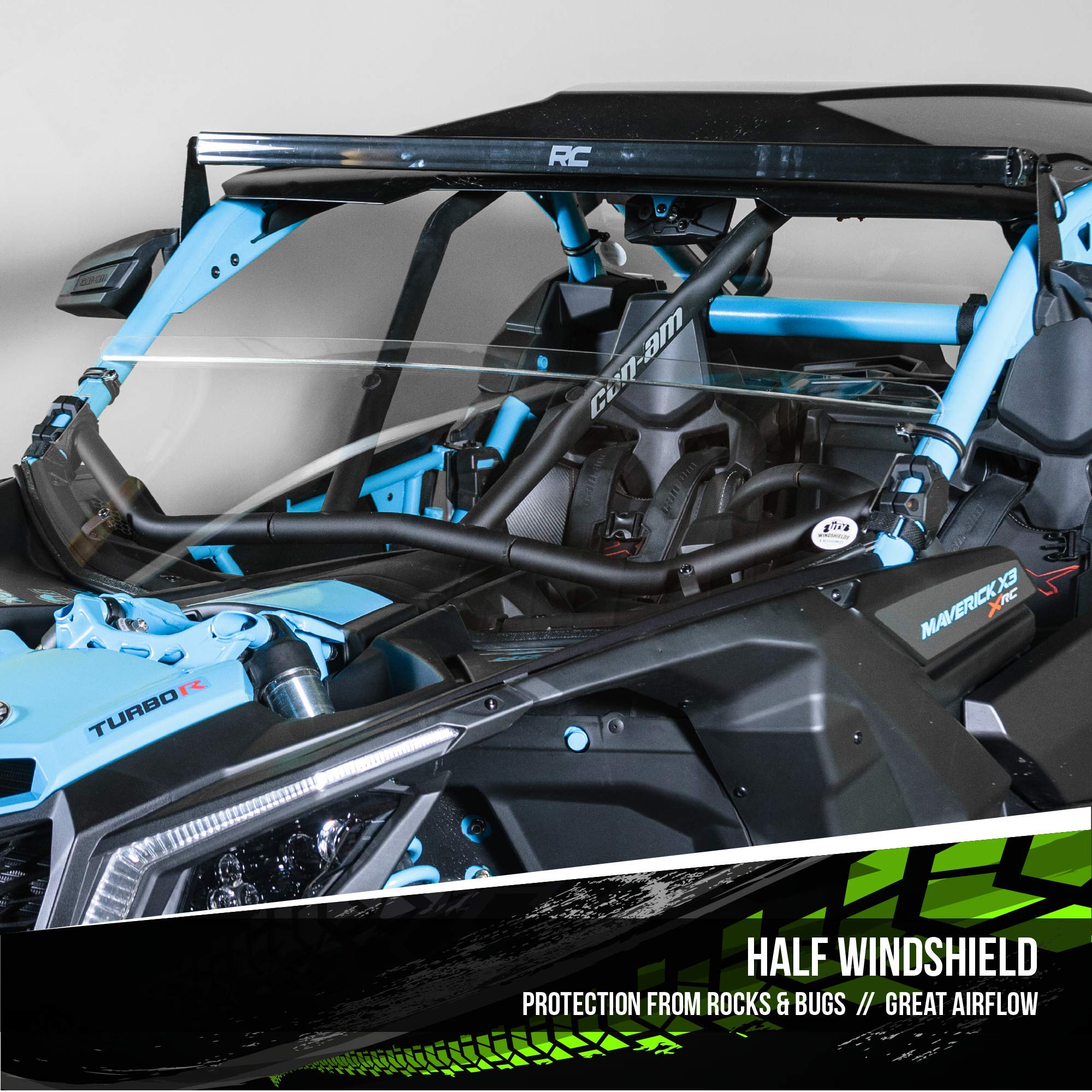 UTV Windshields Compatible Half Windshield for Can-Am Maverick X3, 3/16” Scratch Resistant, Clear Polycarbonate