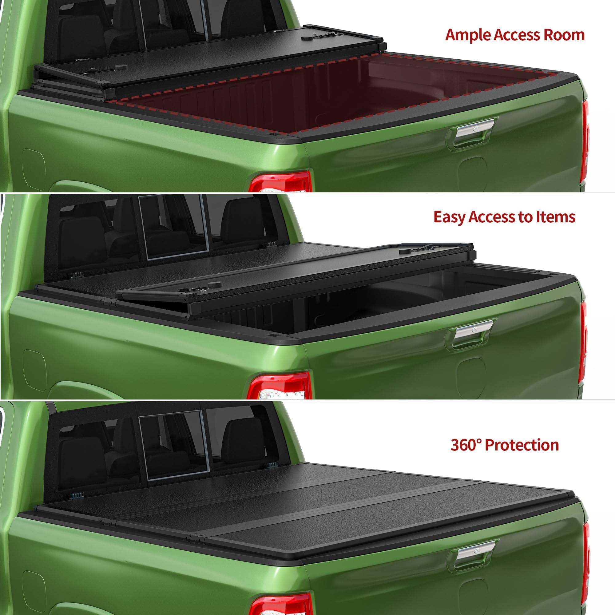 Yitamotor Frp Hard Tri-Fold Truck Bed Tonneau Cover Fits For 2014-2018 Chevy Silverado/Gmc Sierra 1500, Fleetside 5.8 Ft Bed
