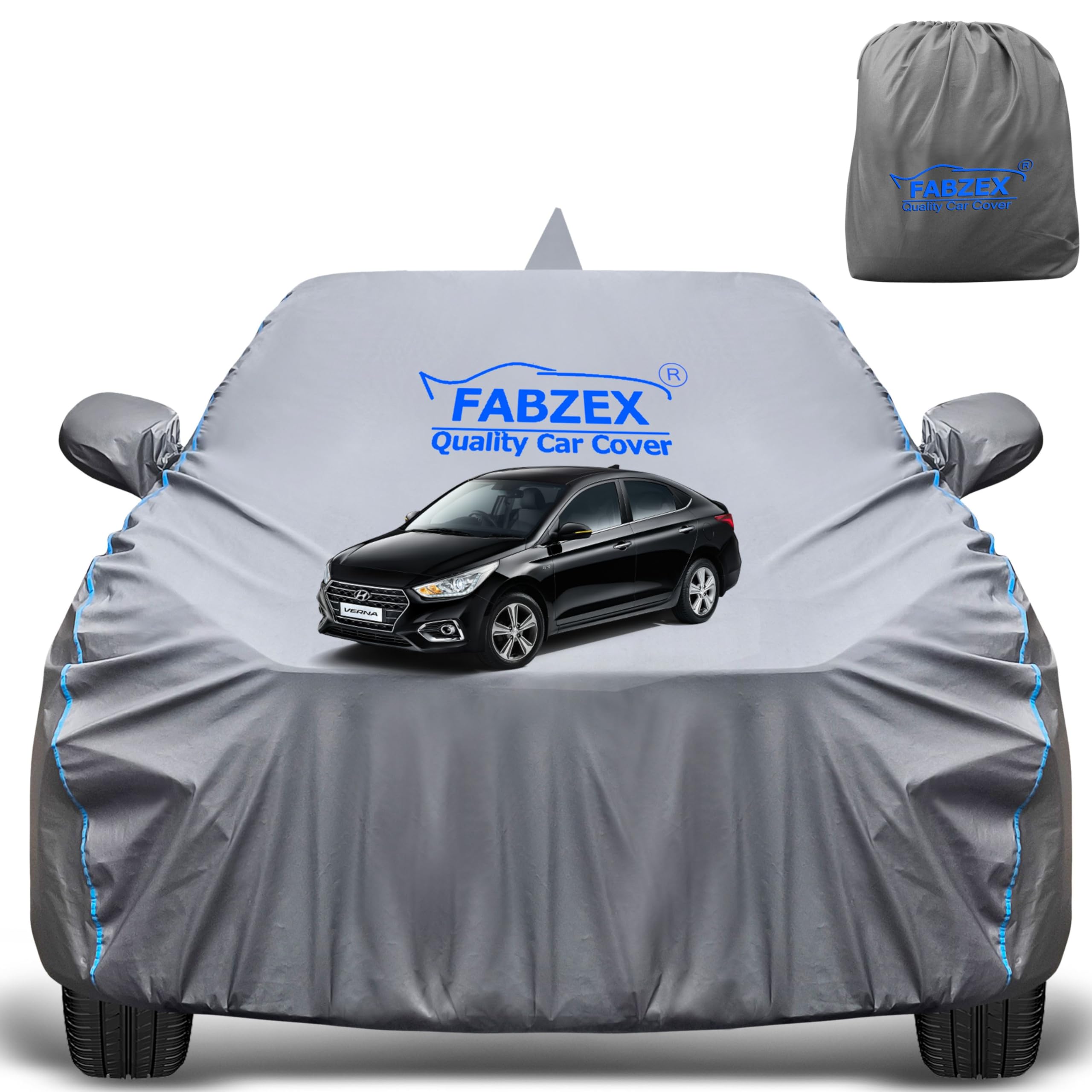 FABZEX Waterproof Car Body Cover Compatible for Hyundai Verna (2018 to 2022 All Models) with Mirror and Antenna Pockets,Triple S
