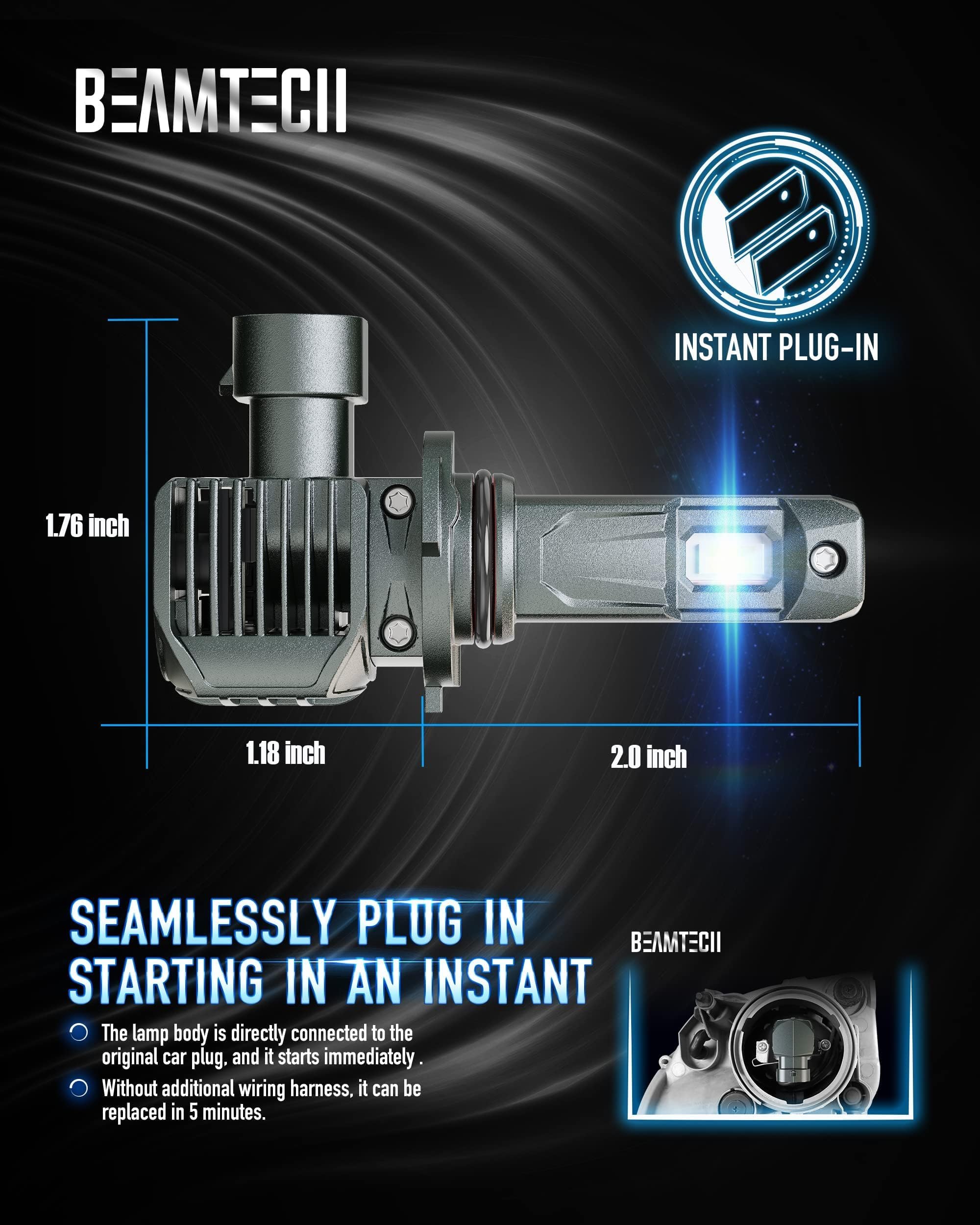 Beamtech 9006 Bulbs, Hb-4 Fog Light, G-Xpower Chips 500% Brighter Plug And Play, Pack Of 2