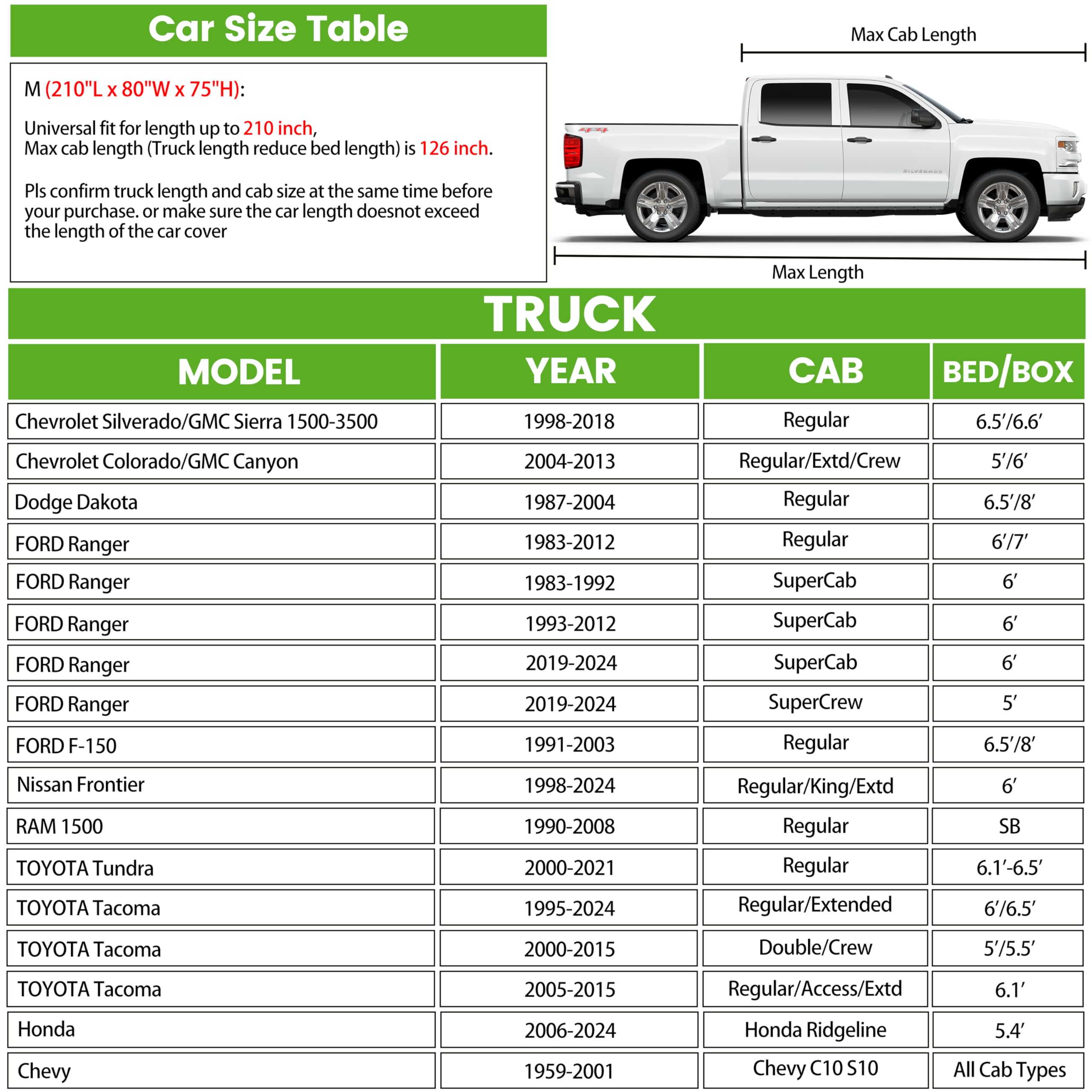 JZAHYUK Truck Cover Waterproof All Weather, Outdoor Pickup Truck Cover, Universal Fit Most Regular Cab Short Box Compatible with