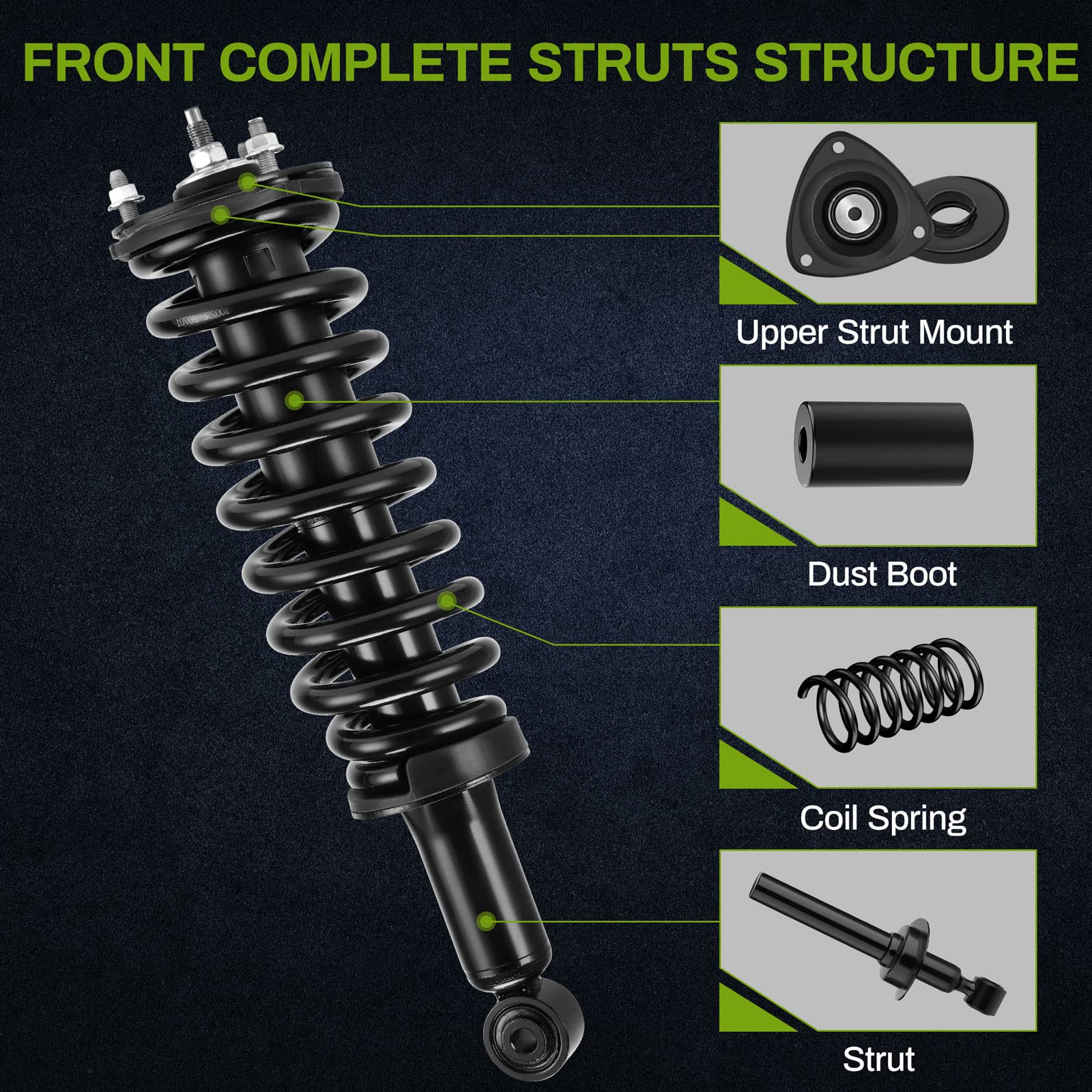 Autosaver88 Front & Rear Pair Complete Quick Struts Shocks Compatible With 2000-2006 Tundra