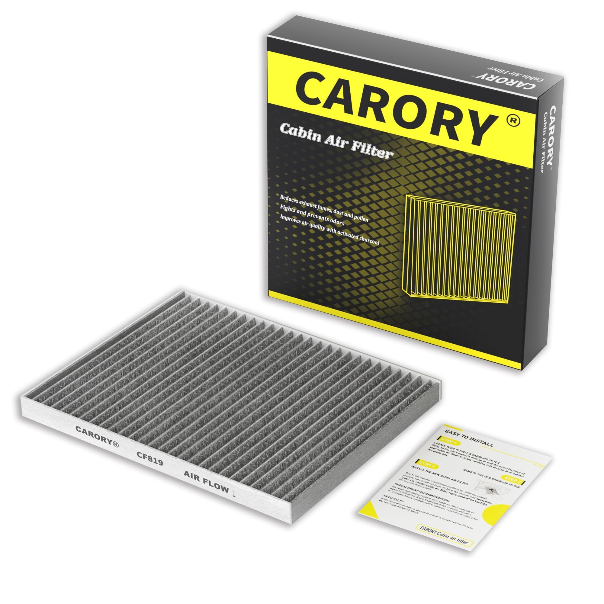 Cabin Air Filter w/Activated Carbon for Select Chevy, GMC, Hyundai, Kia, Saturn Models - Captiva, Equinox, Terrain, Santa Fe, So