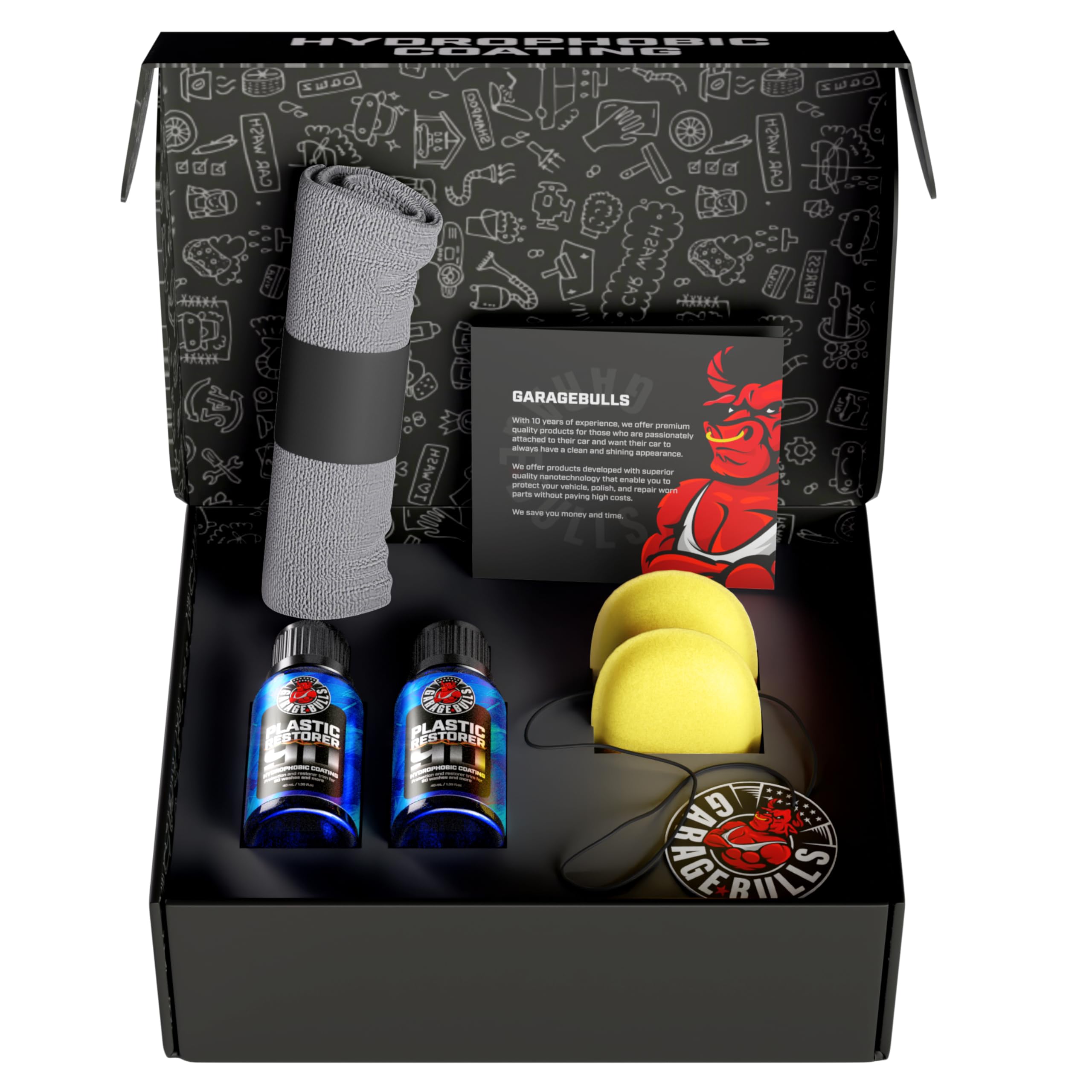 garage bulls Car Plastic Restorer & Hydrophobic Trim Ceramic Coating Kit Long Lasting Coating Car Accessories 30ml, 1fl oz (2 Pa