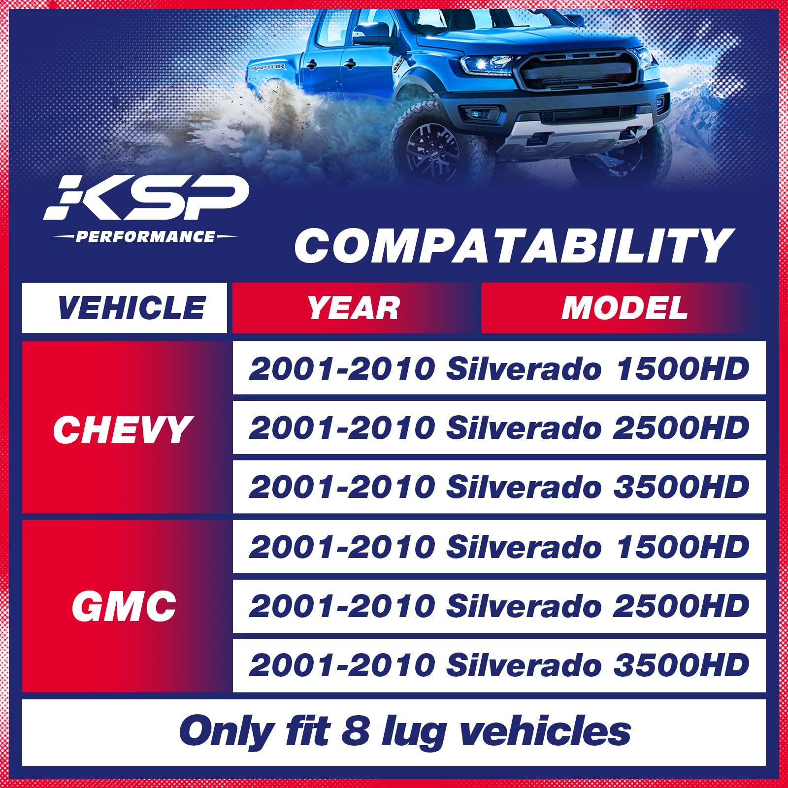 KSP 1-3'' Torsion Bar Key For Silverado Sierra 1500HD 2500HD 3500HD, Forged Steel Suspension Lift Kits Compatible With Chevrolet