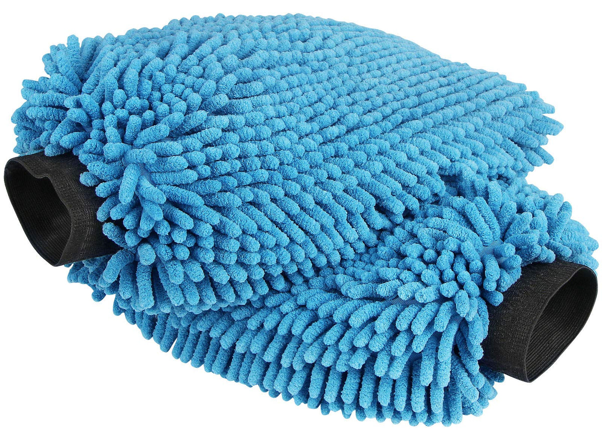 Aidea Car Wash Mitt Microfiber-2Pk, Scratch & Lint Free, Premium Chenille Microfiber Wash Mitt-Blue Regular Size (7.12''X10.14''