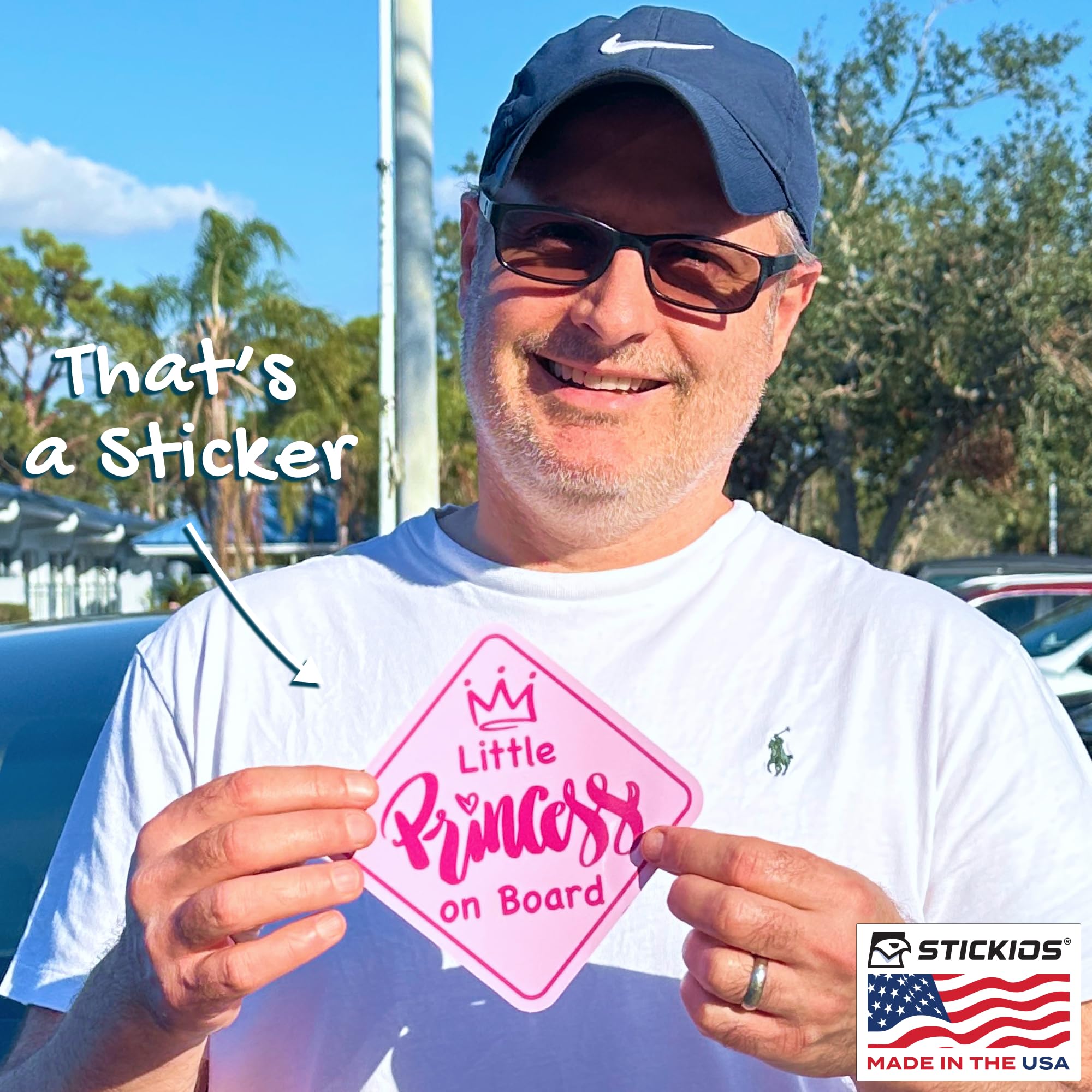 Stickios Little Princess Baby On Board Stickers - Removable Non-Magnetic Paint-Safe Signs For Cars & Windows - Made In Usa - Bab