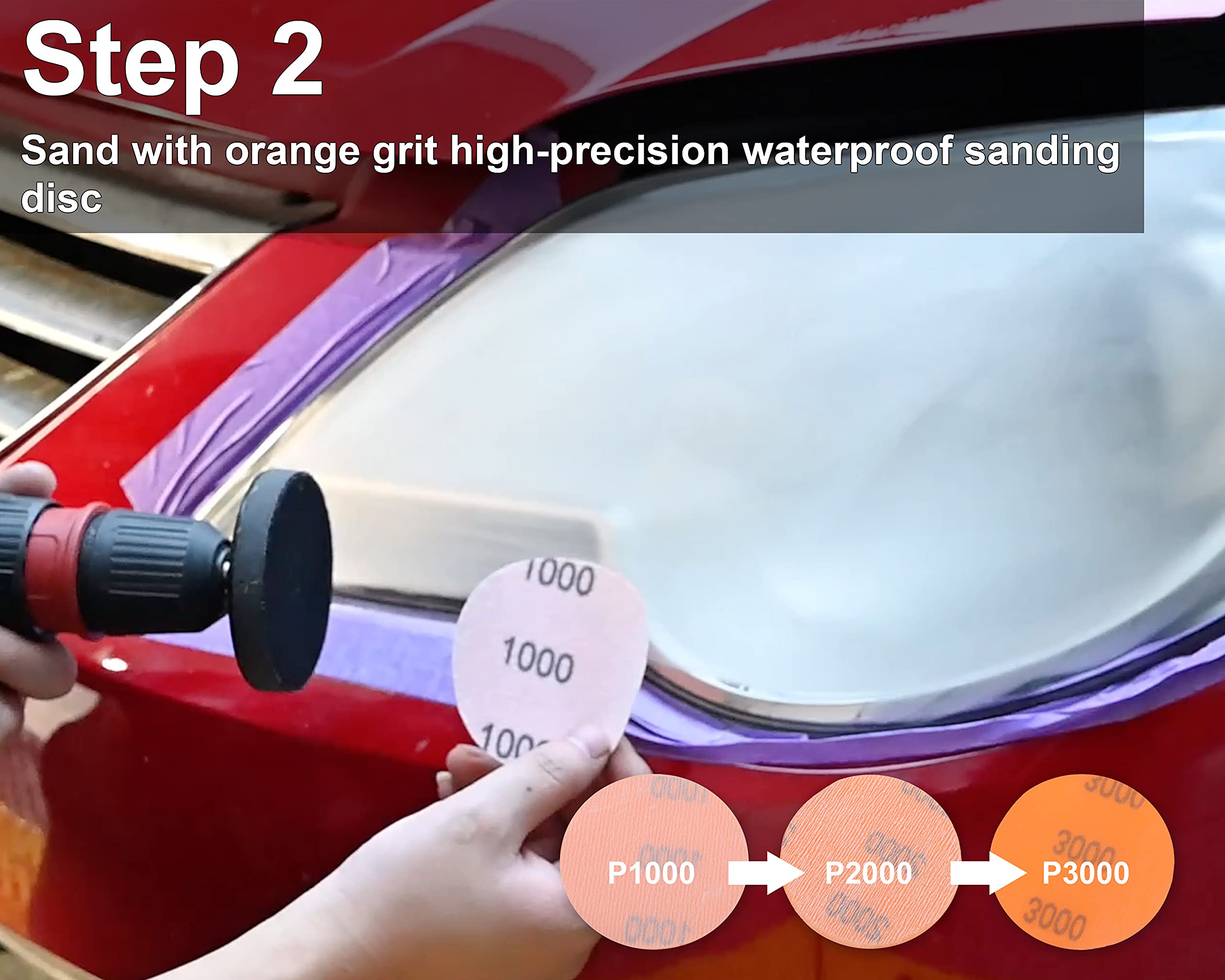 Platinumedge Car Headlight Restoration Kit, 30 Piece Headlight Renewal Kit, 3-Inch Car Headlights Polishing Sanding Discs Kit, H