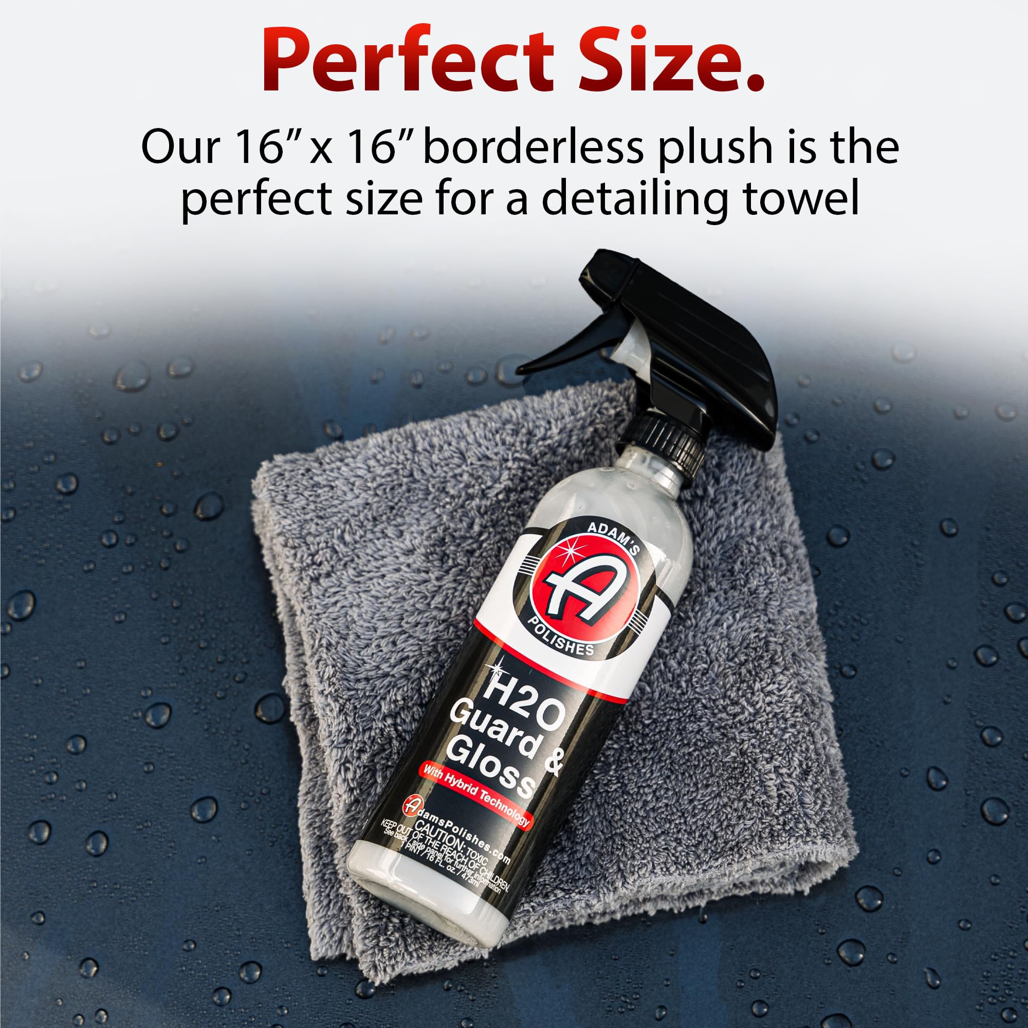 Adam 'S Borderless Grey Microfiber Towel (1Pk) - Premium Ultra Soft Car Detailng Towel Cloths, 480Gsm - Safe For Car Wash, Home