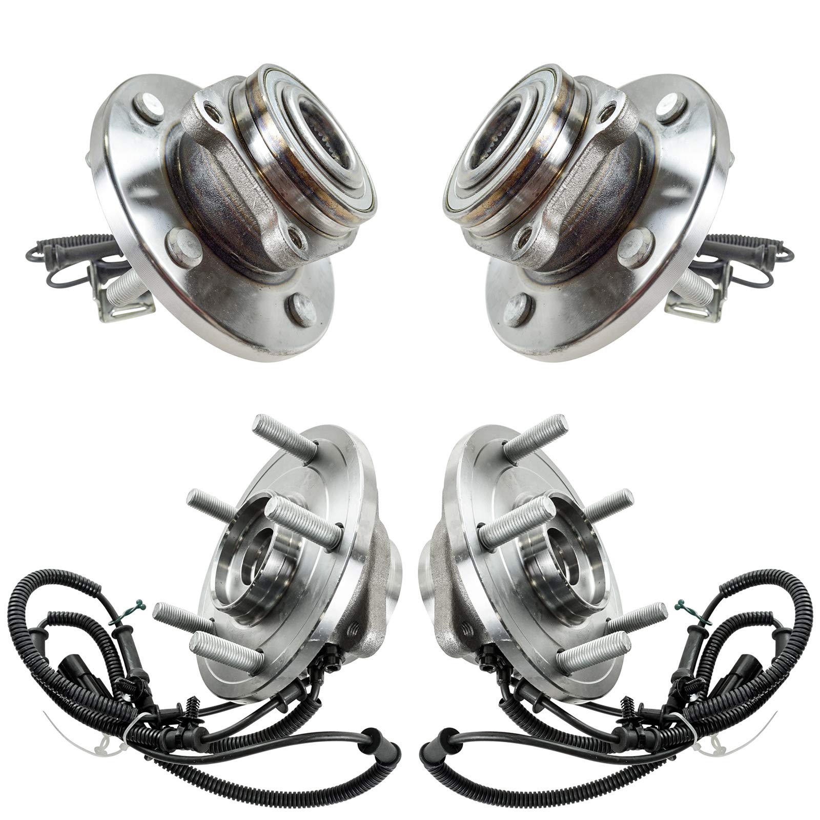 Trq Wheel Hub Bearings Assembly Set Front & Rear Compatible With 2008-2011 Chrysler Town & Country Dodge Grand Caravan 2009-2011