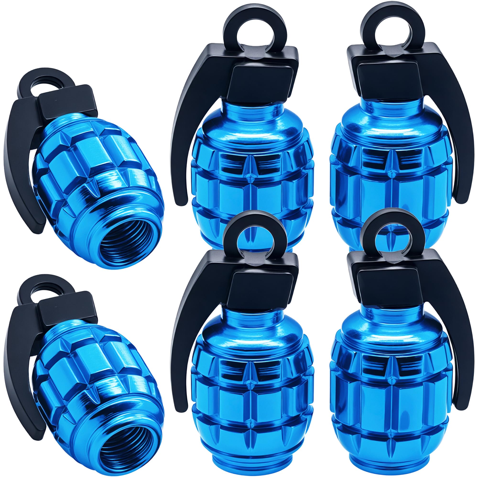 Meajoo 6Pcs Tire Valve Stem Caps, Aluminium Alloy Tire Valve Stem Covers Universal Car Wheel Tire Valve Caps For Cars, Trucks, S